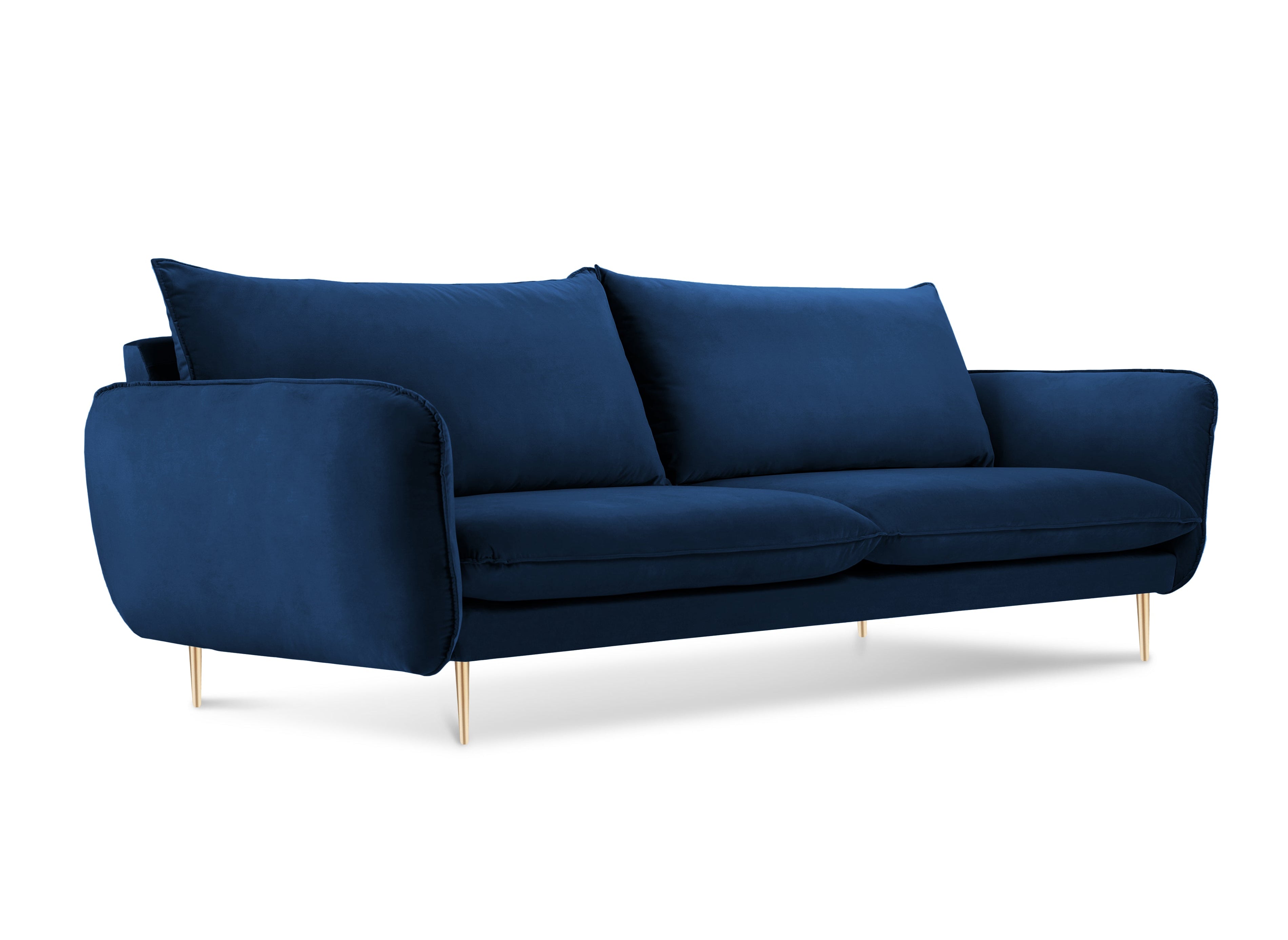 Velvet sofa for 4 people VIENNA royal blue with a gold base