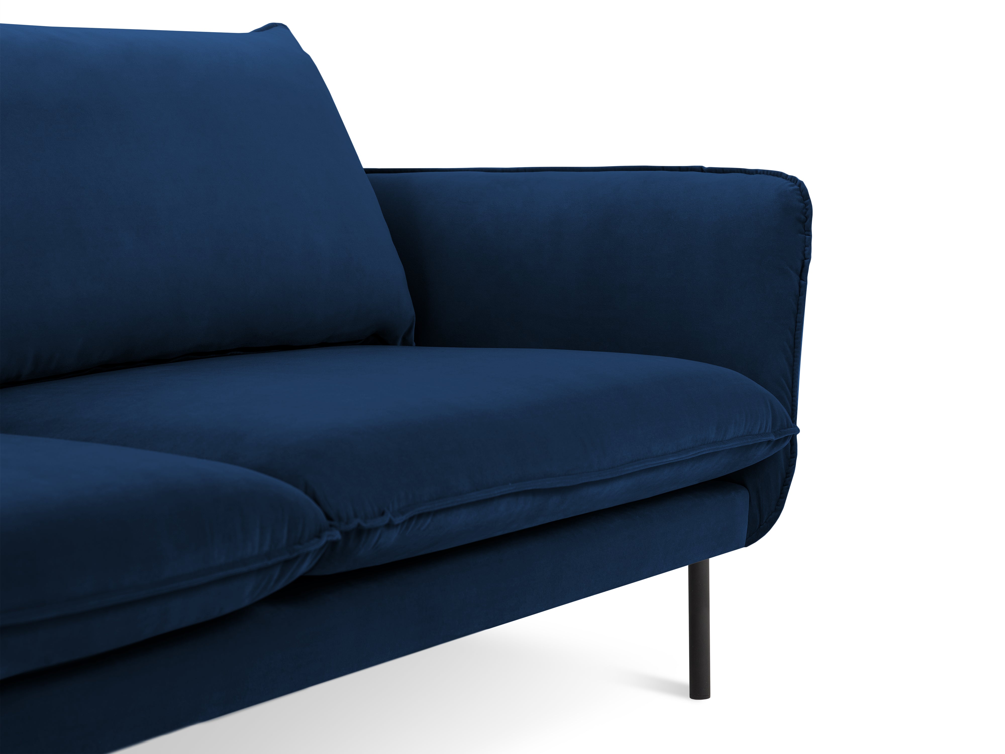 VIENNA Royal Blue Velvet 6-Seater Panoramic Sofa with Black Base