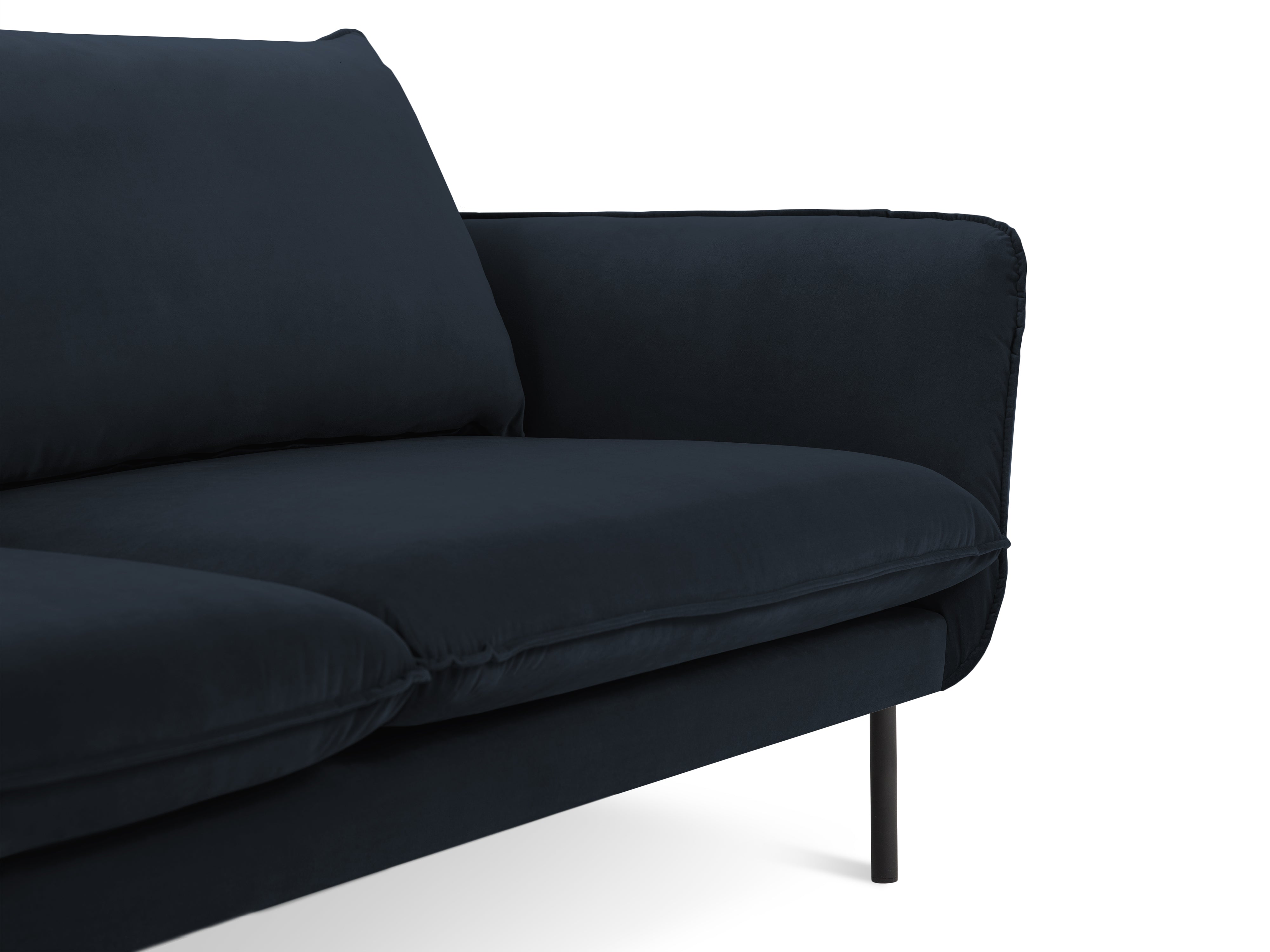 Velvet sofa for 4 people VIENNA dark blue with a black base