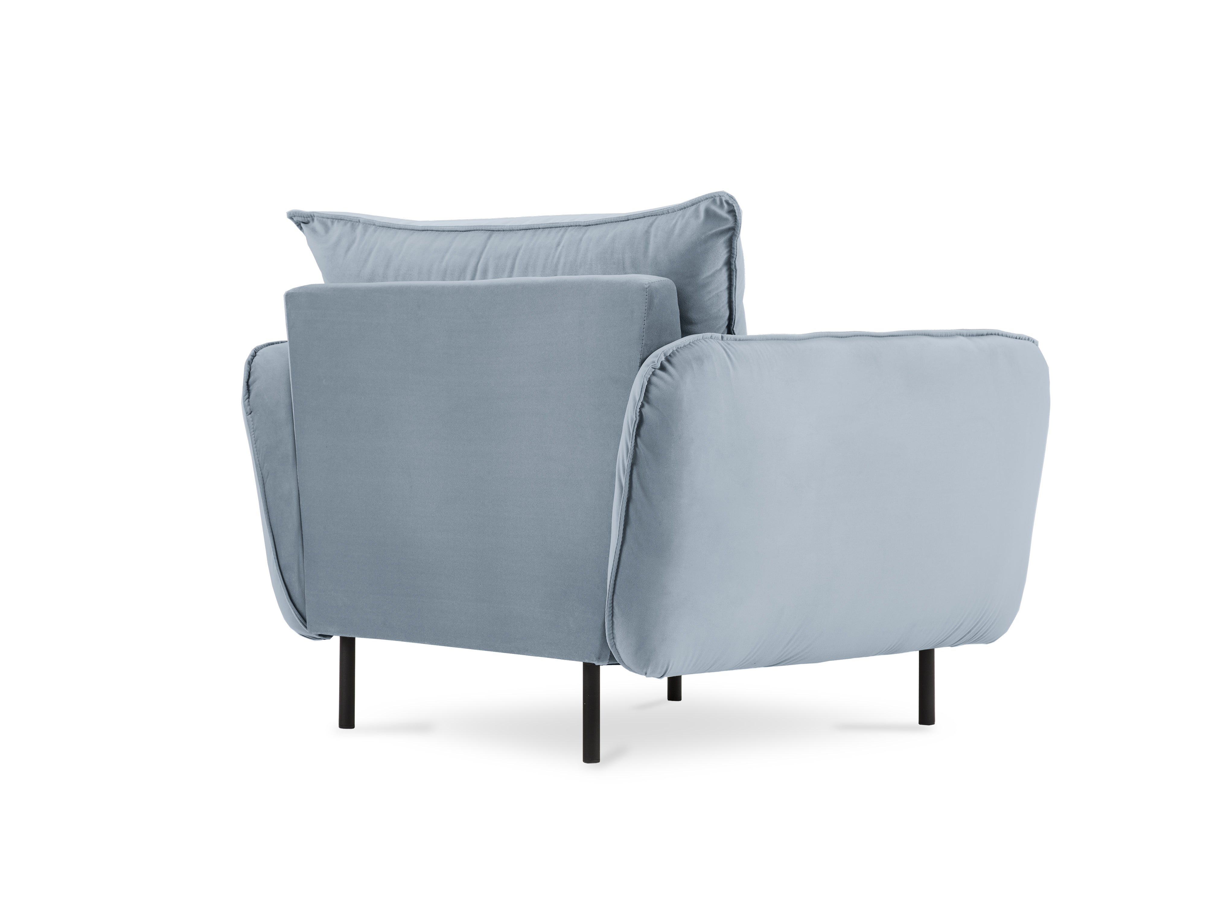 Velvet armchair VIENNA light blue with black base