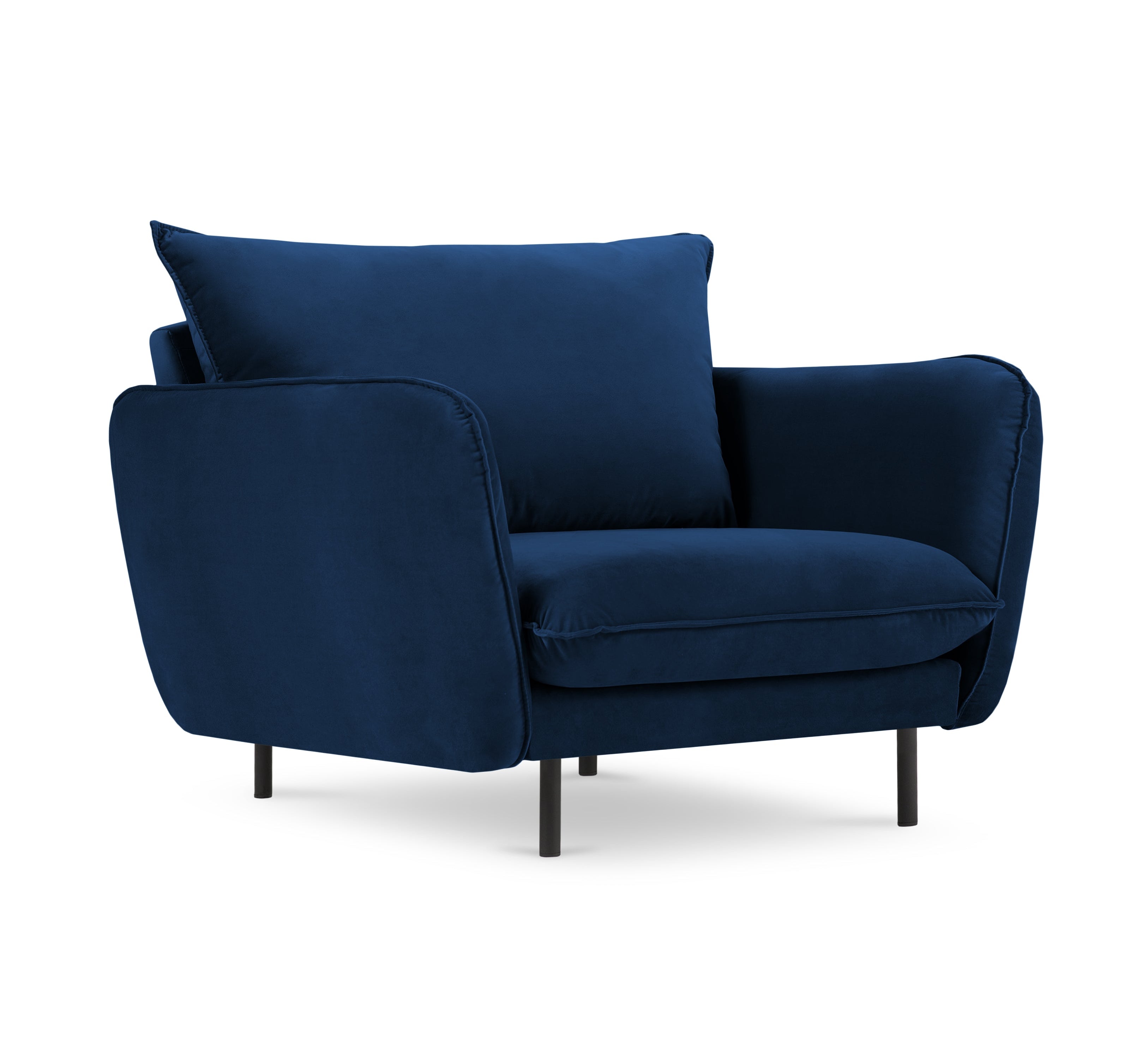 Velvet armchair VIENNA royal blue with black base
