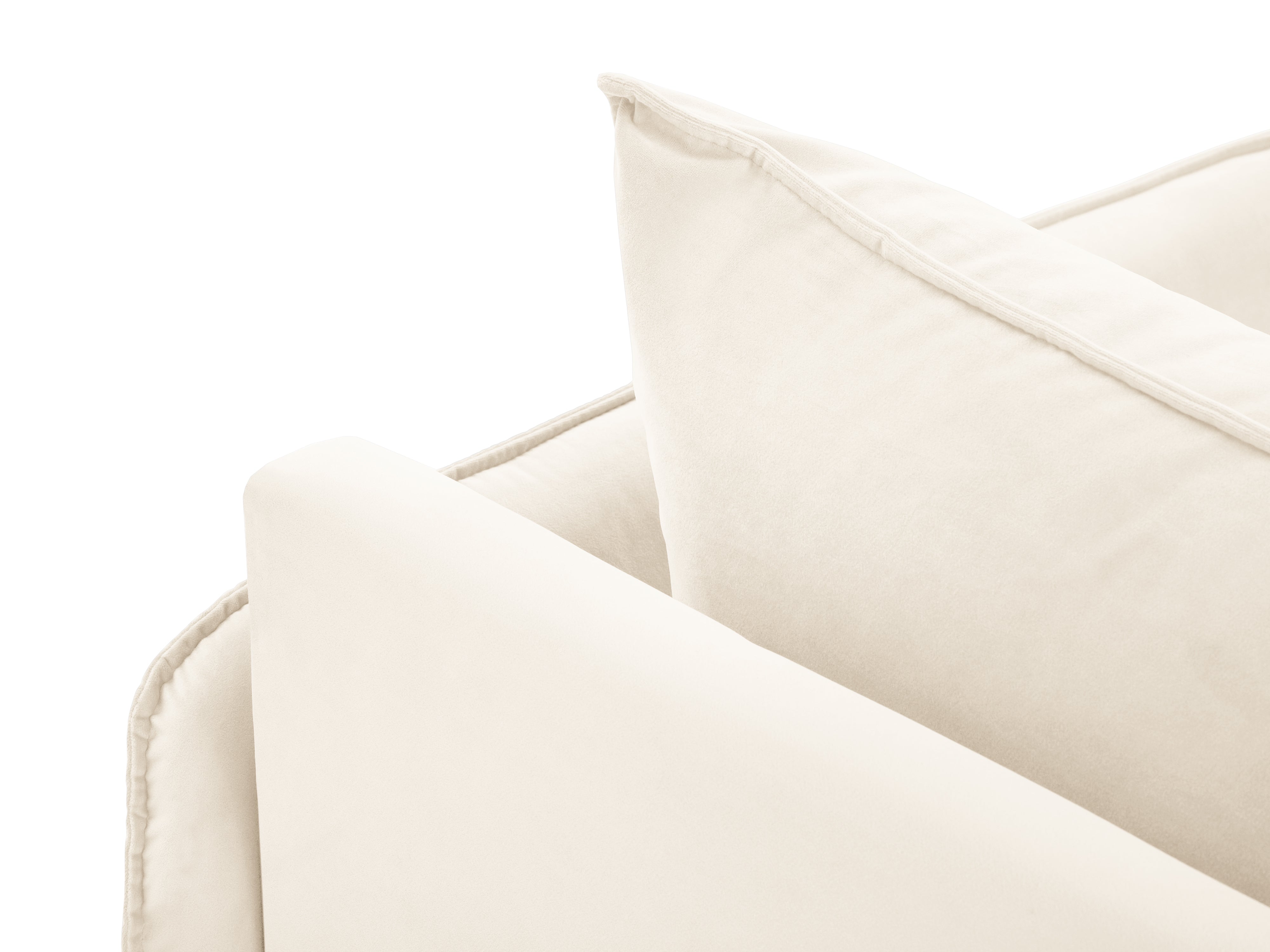 Right-facing velvet chaise longue VIENNA light beige with a gold base