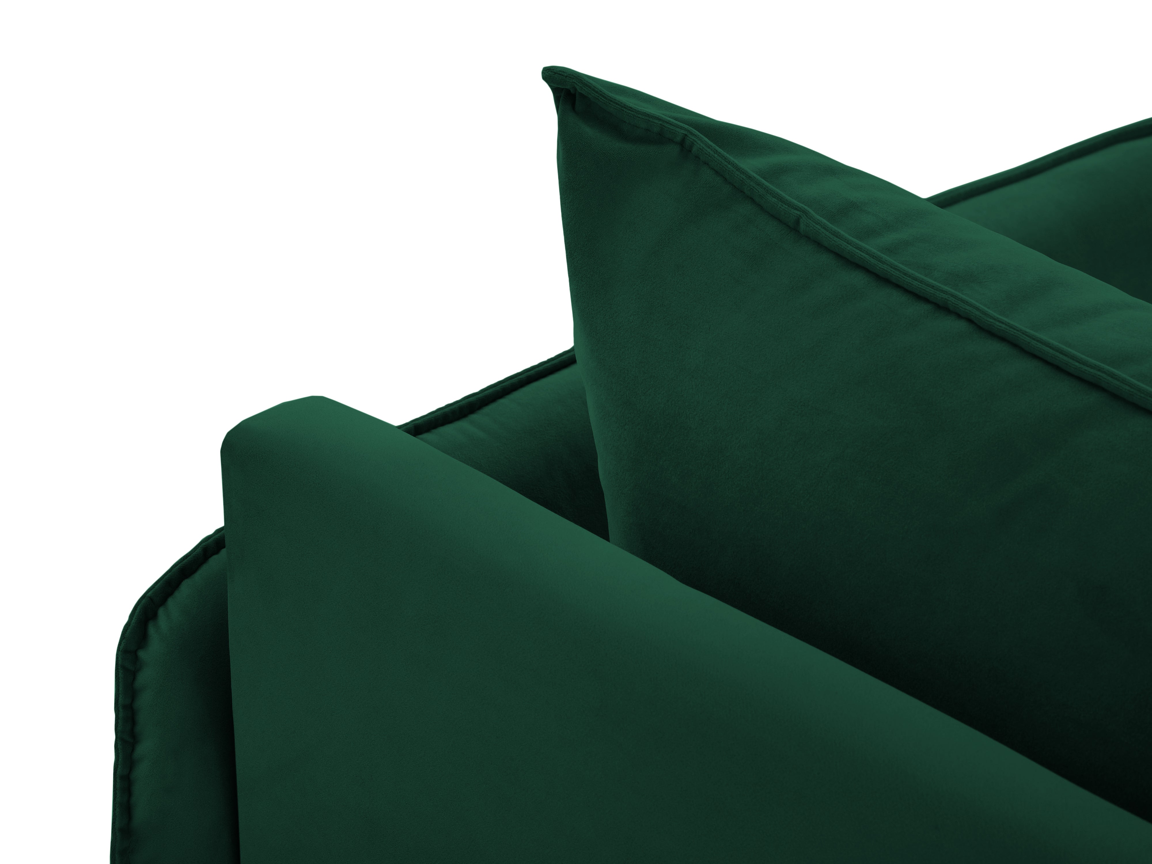 Panoramic Velvet Sofa for 6 People VIENNA in Bottle Green with Black Base