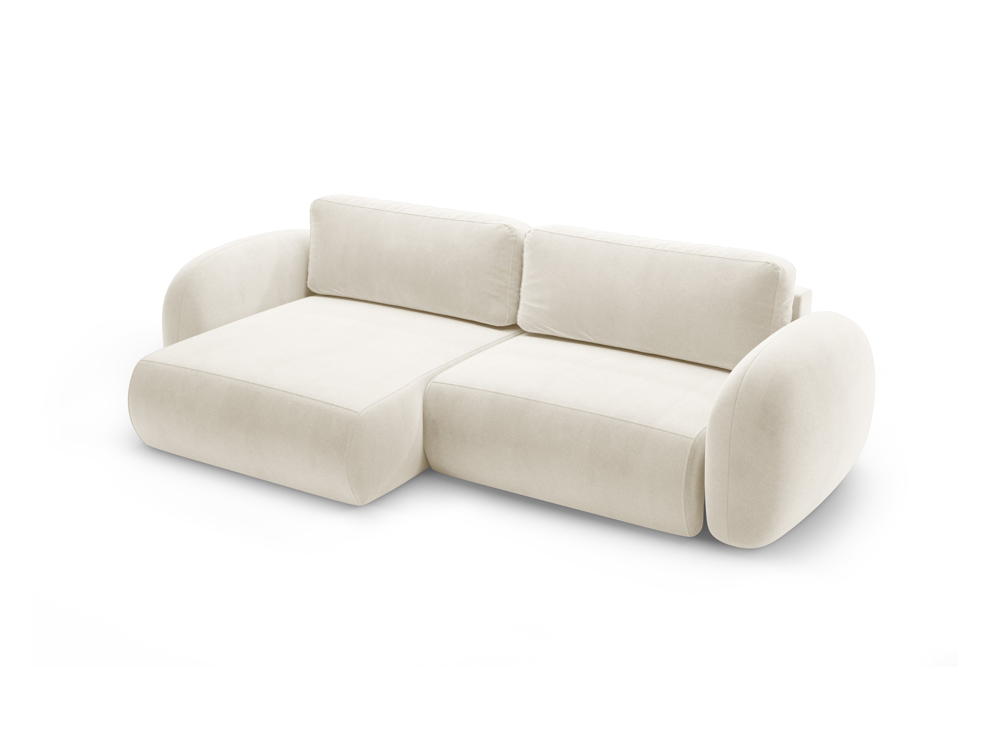 Universal velvet corner sofa with sleeping function for 4 people TONALE cream