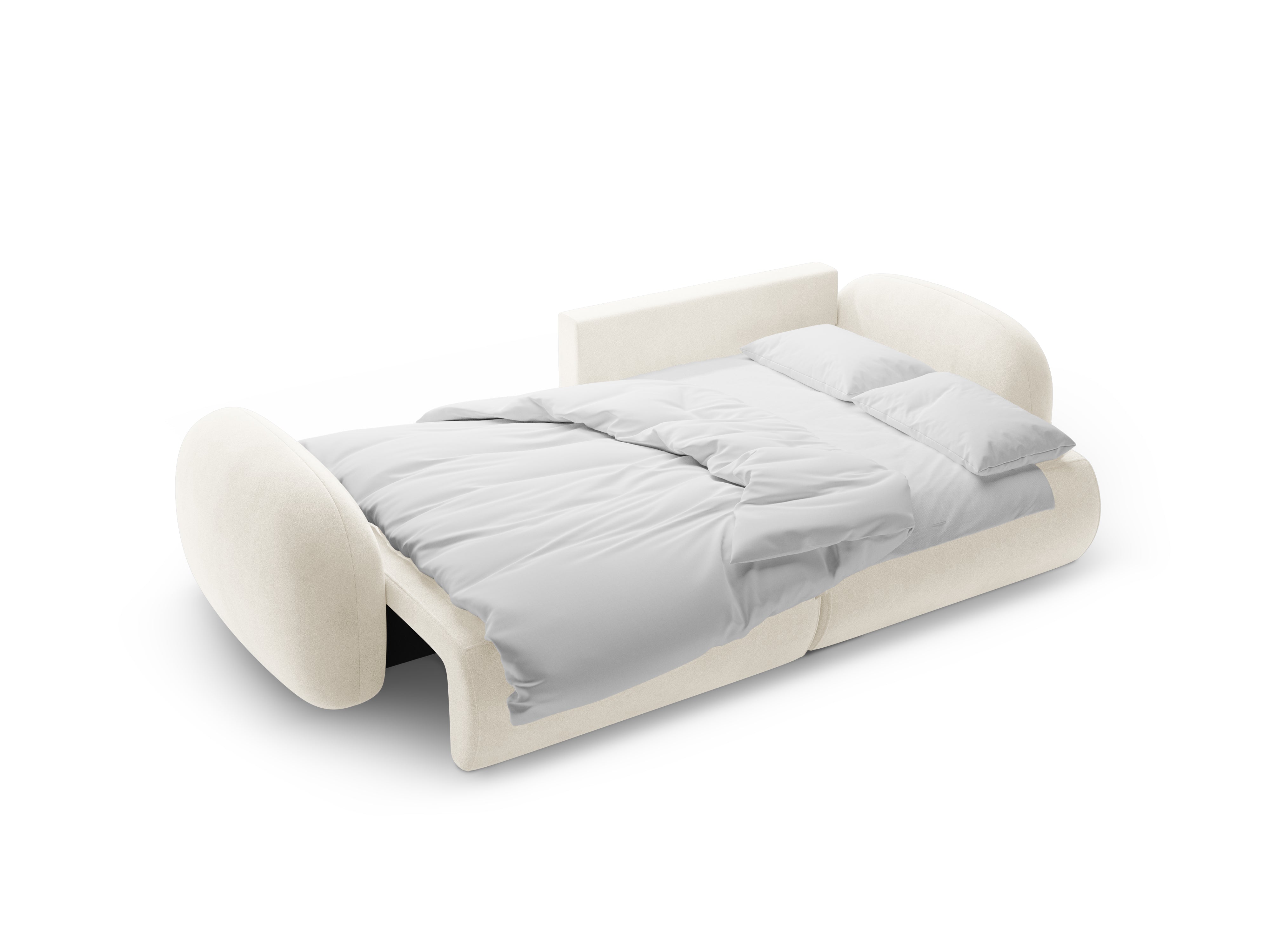 Universal velvet corner sofa with sleeping function for 4 people TONALE cream