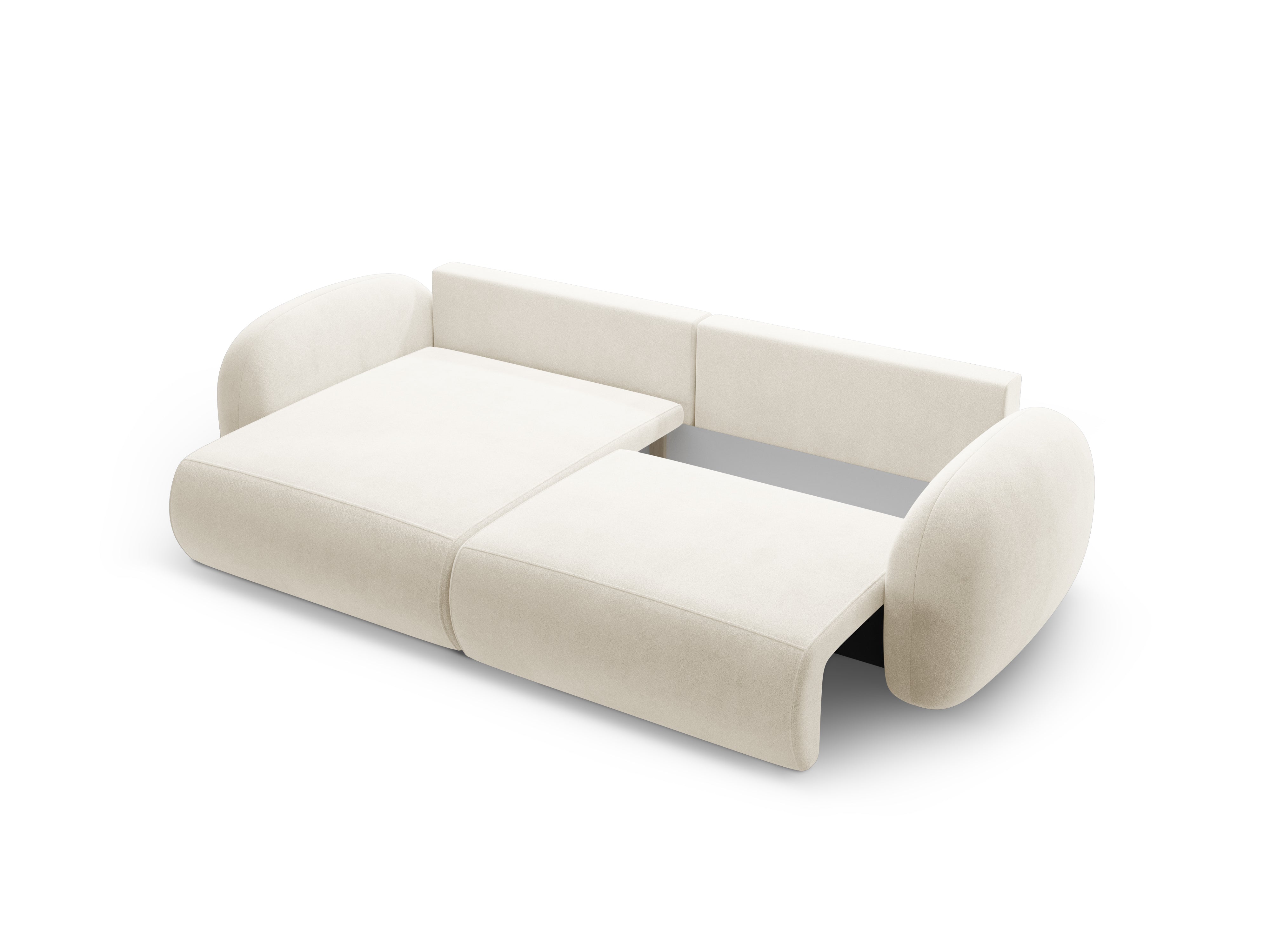 Universal velvet corner sofa with sleeping function for 4 people TONALE cream