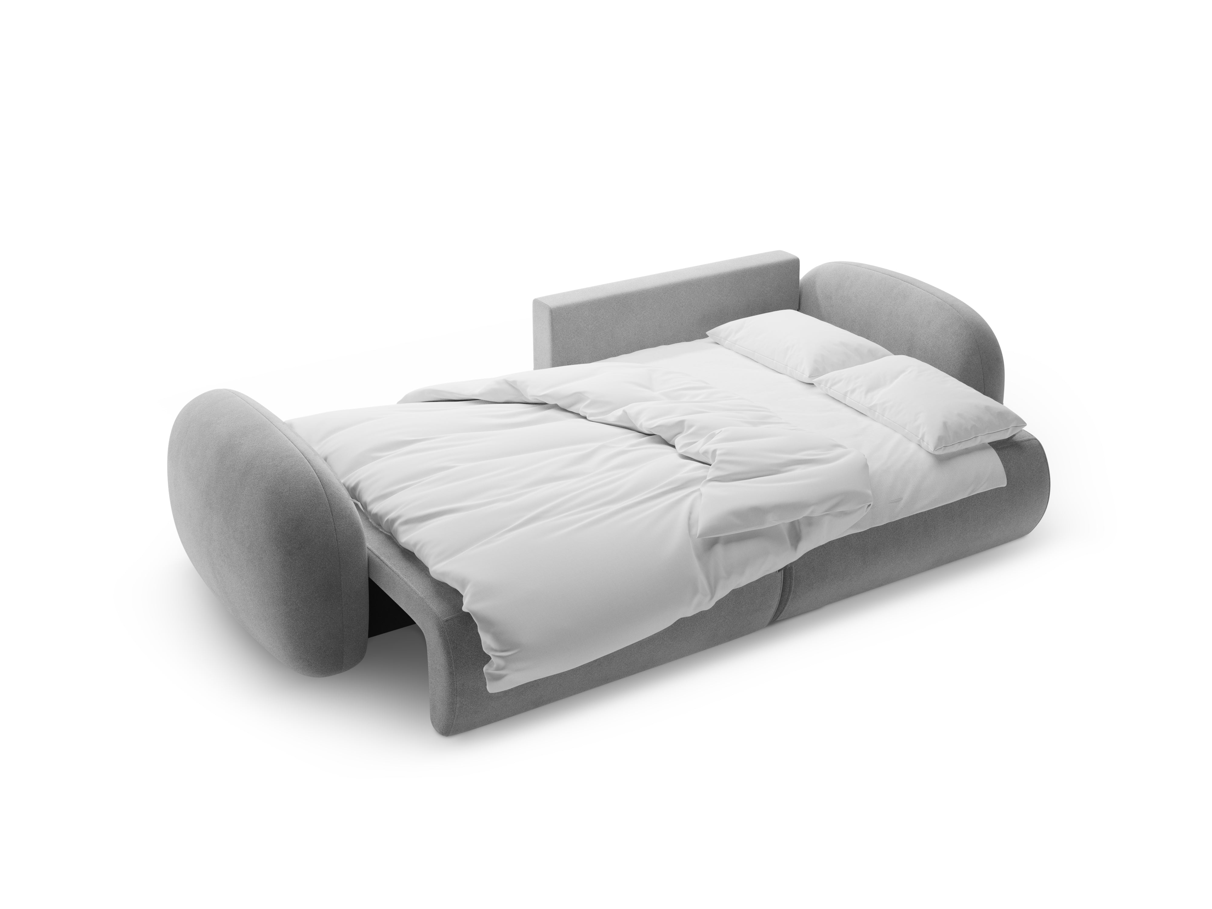 Universal velvet corner sofa with sleeping function for 4 people TONALE dark gray
