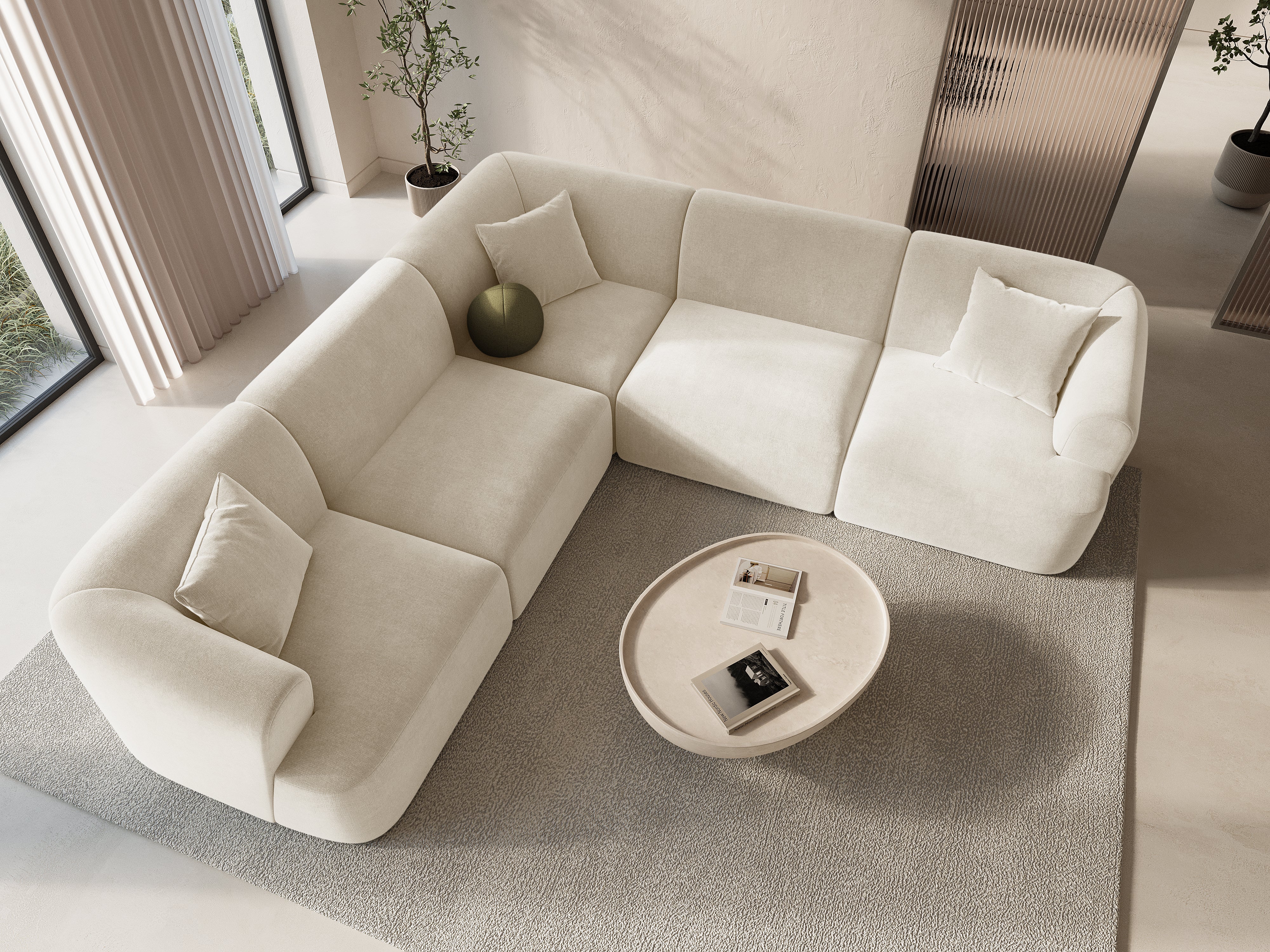Symmetrical 4-Seater Sofa CAMPI Black Corduroy