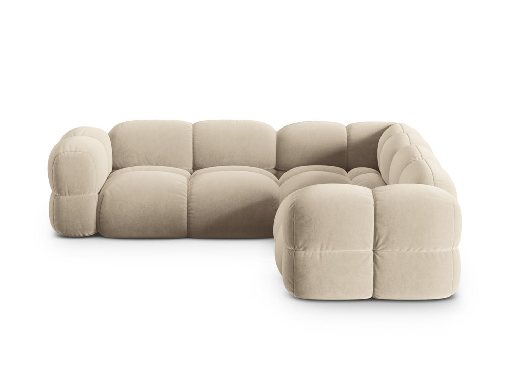 Symmetrical Velvet Corner Sofa LORETTO Beige