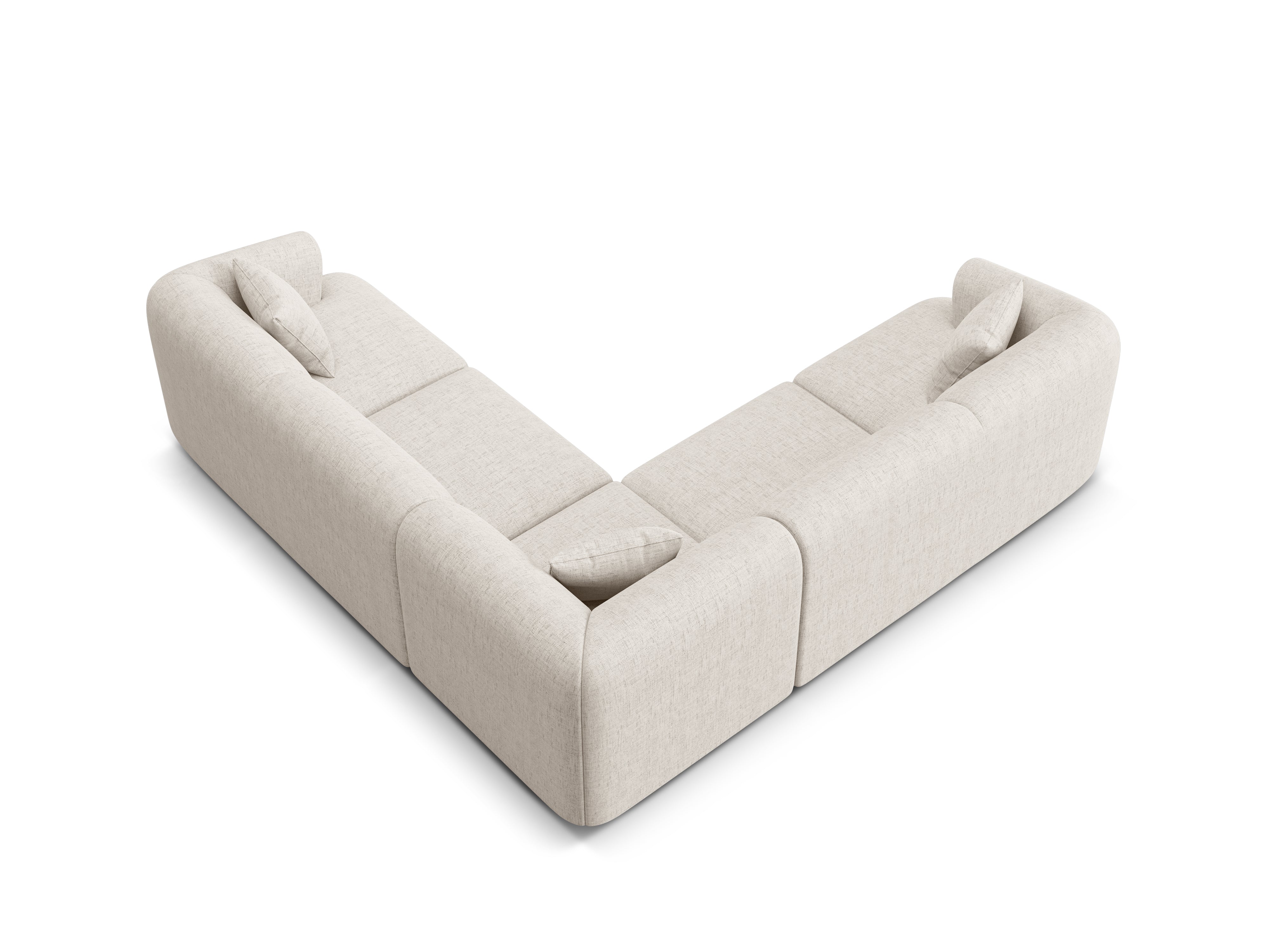 Symmetrische 4-Sitzer-Couch CAMPI in cremefarbenem Chenille