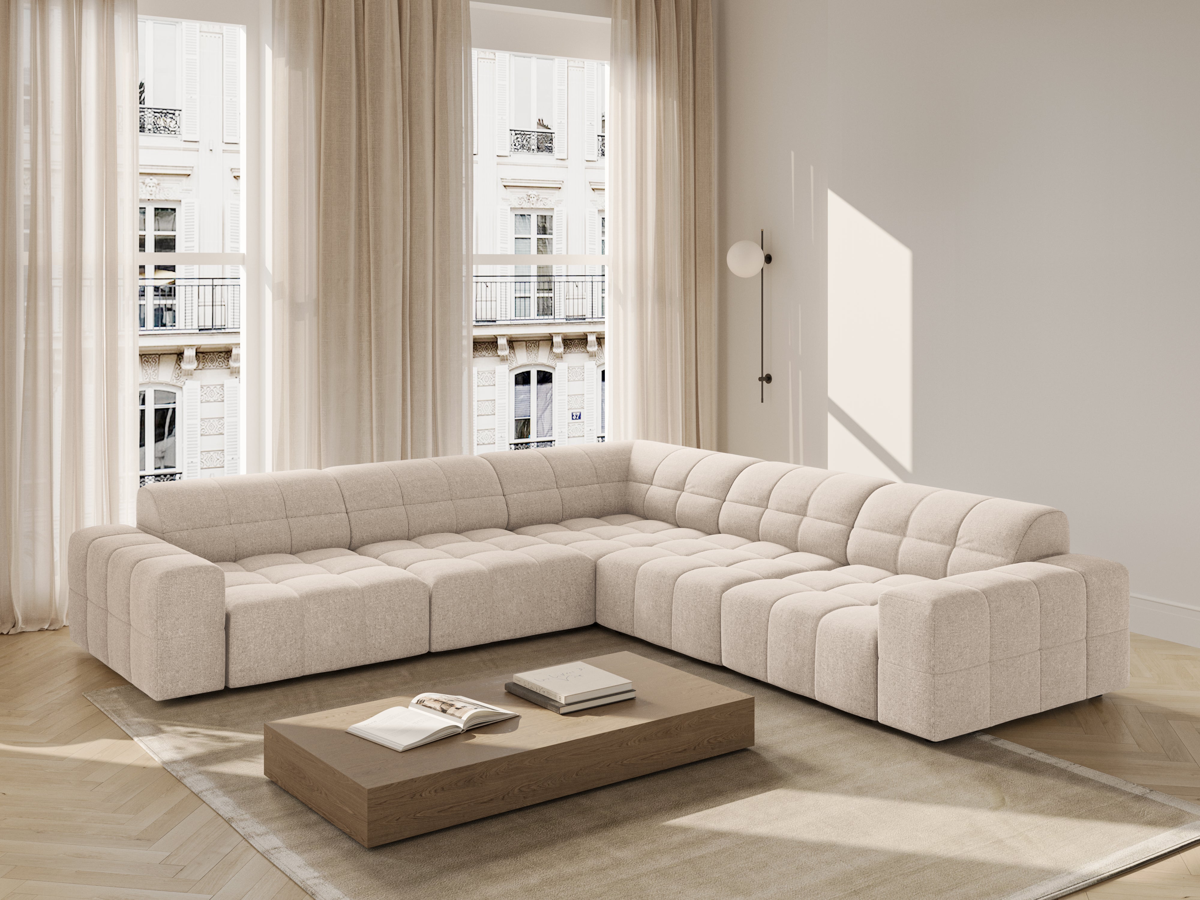 Symmetrical Corner Sofa CHICAGO Beige Chenille