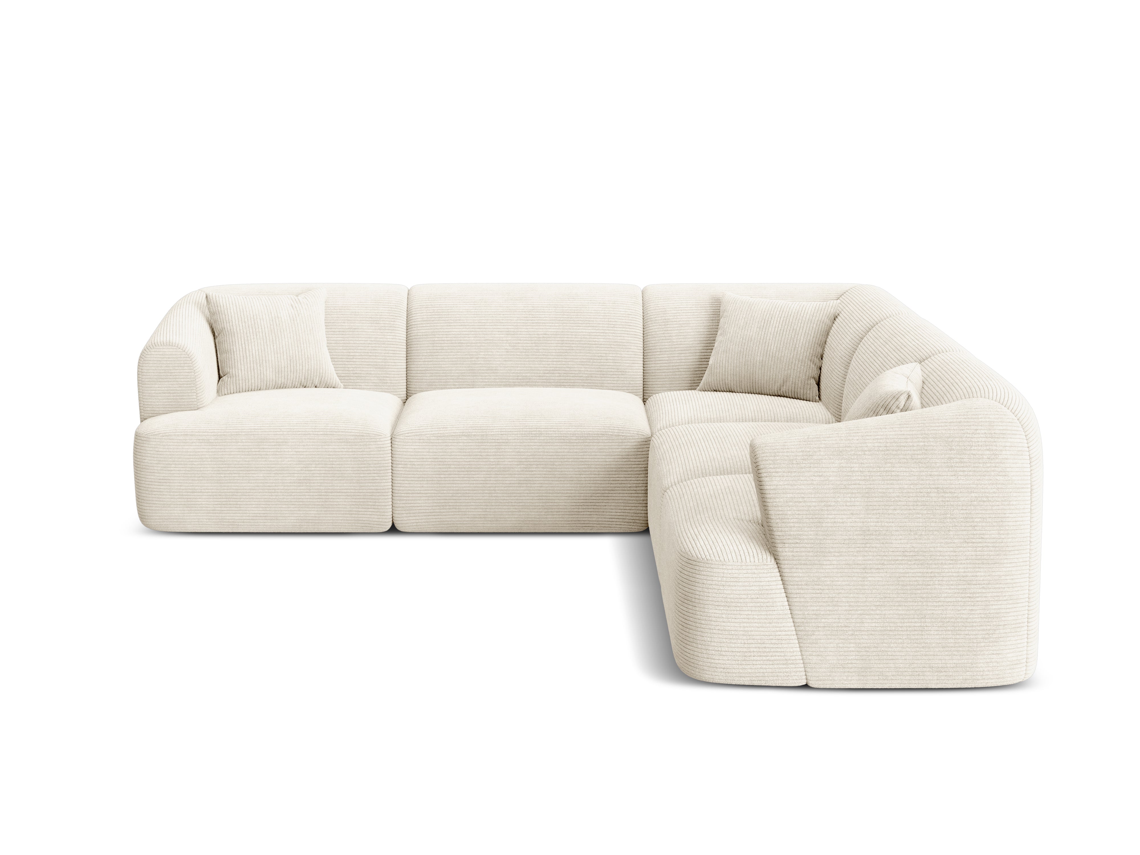 Symmetrische 4-Sitzer-Couch CAMPI cremefarbener Cordstoff