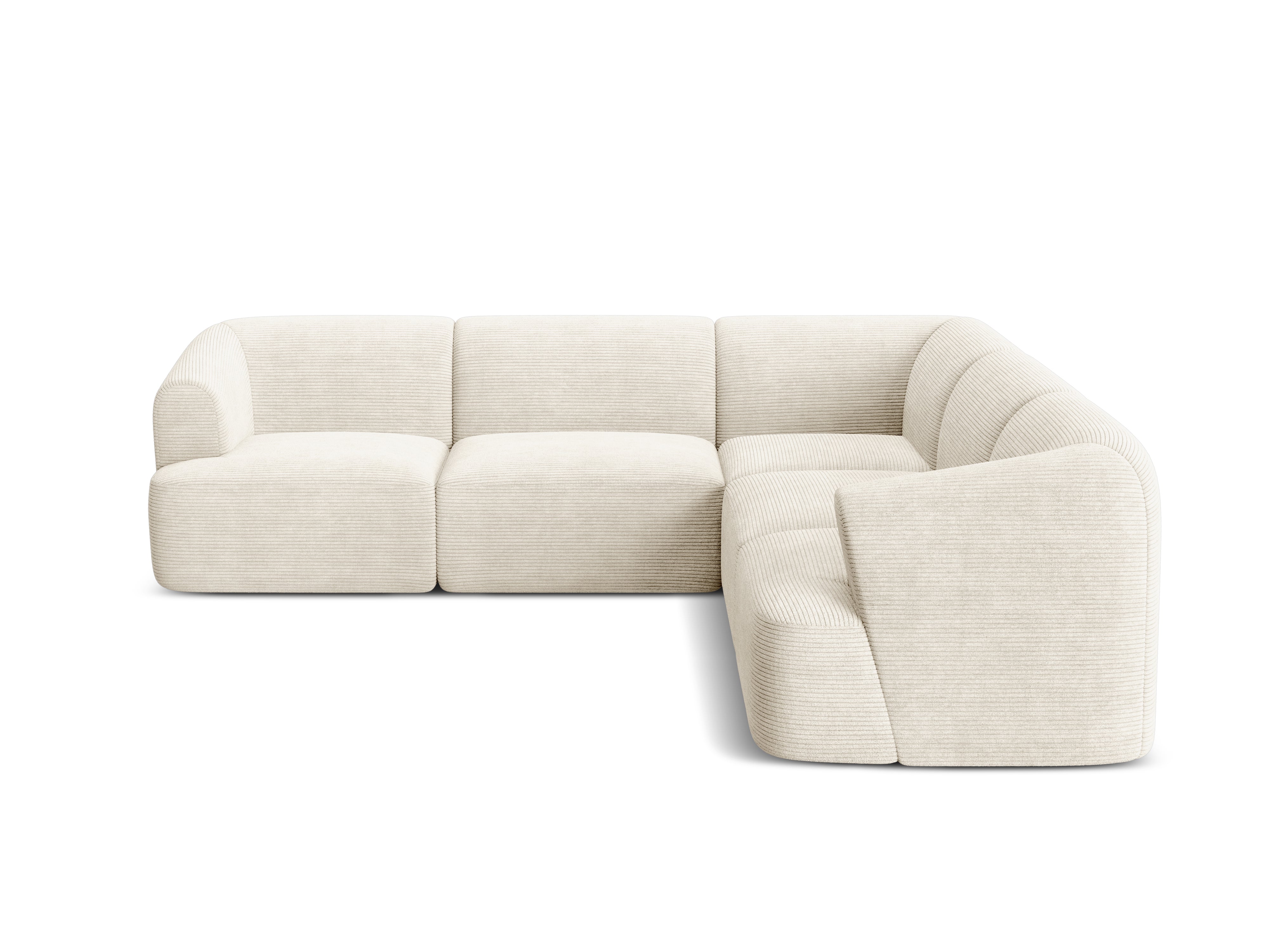 Symmetrische 4-Sitzer-Couch CAMPI cremefarbener Cordstoff