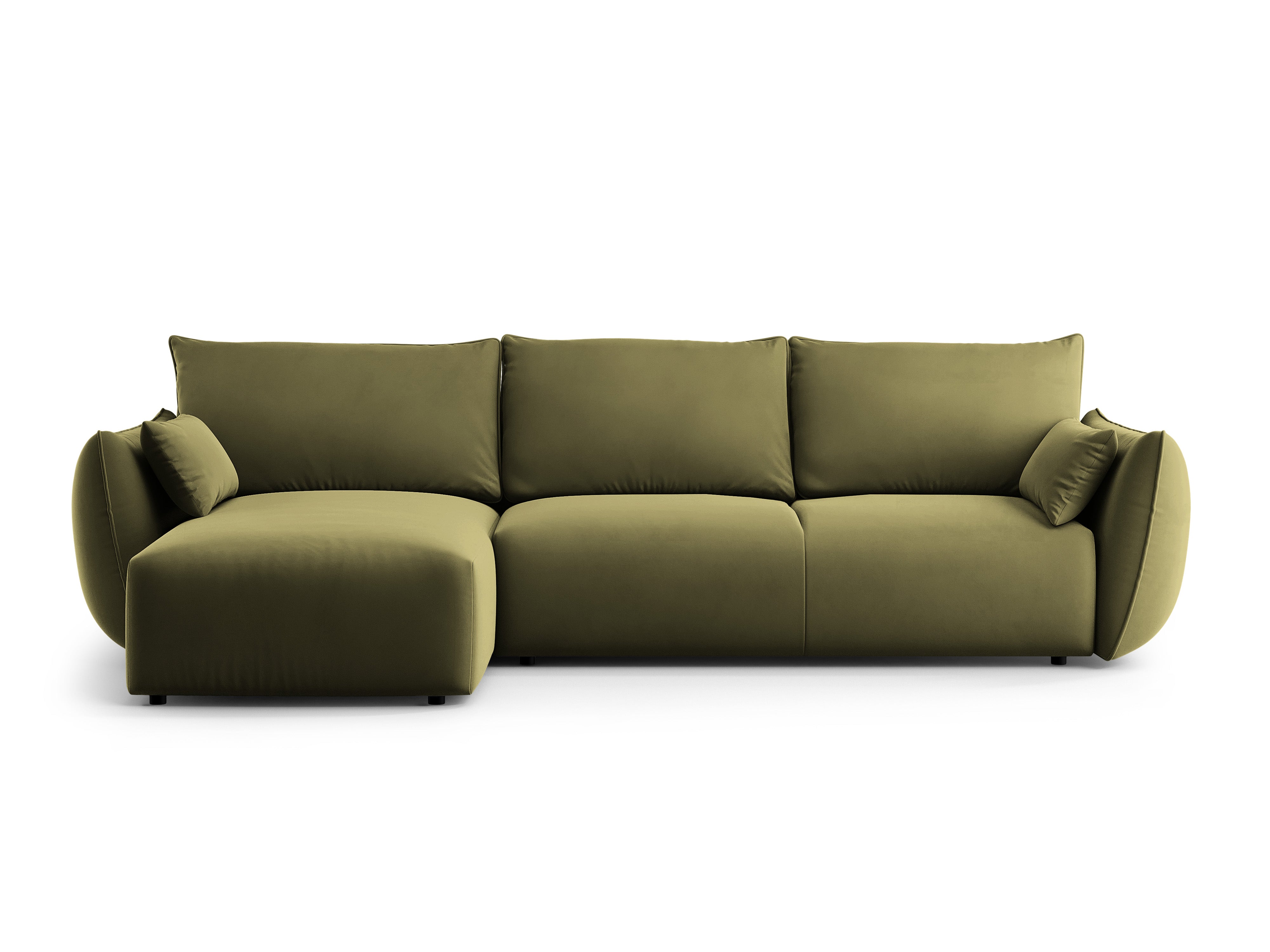 Linkes Samt-Ecksofa mit Schlaffunktion MATERA oliv