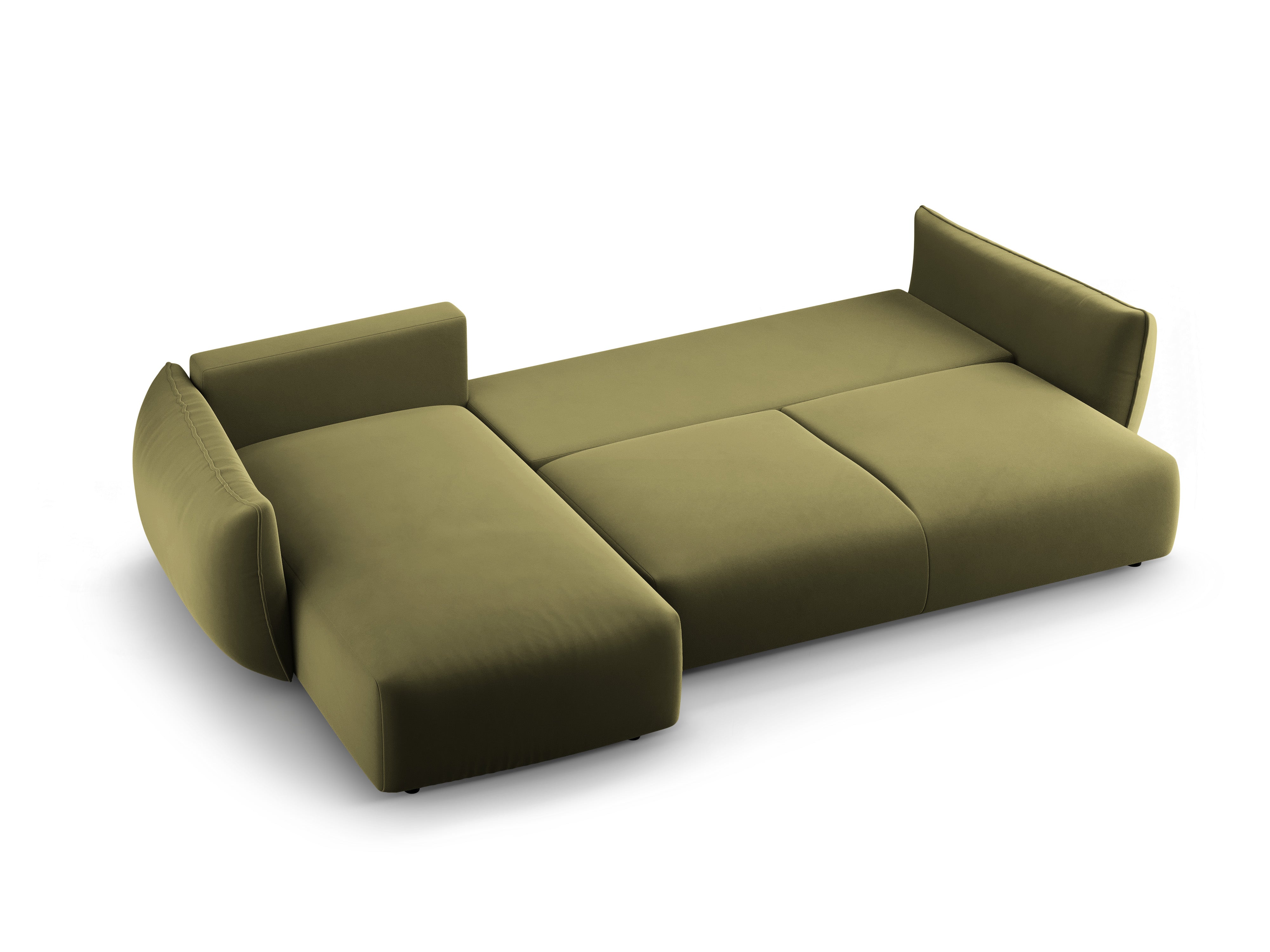 Linkes Samt-Ecksofa mit Schlaffunktion MATERA oliv
