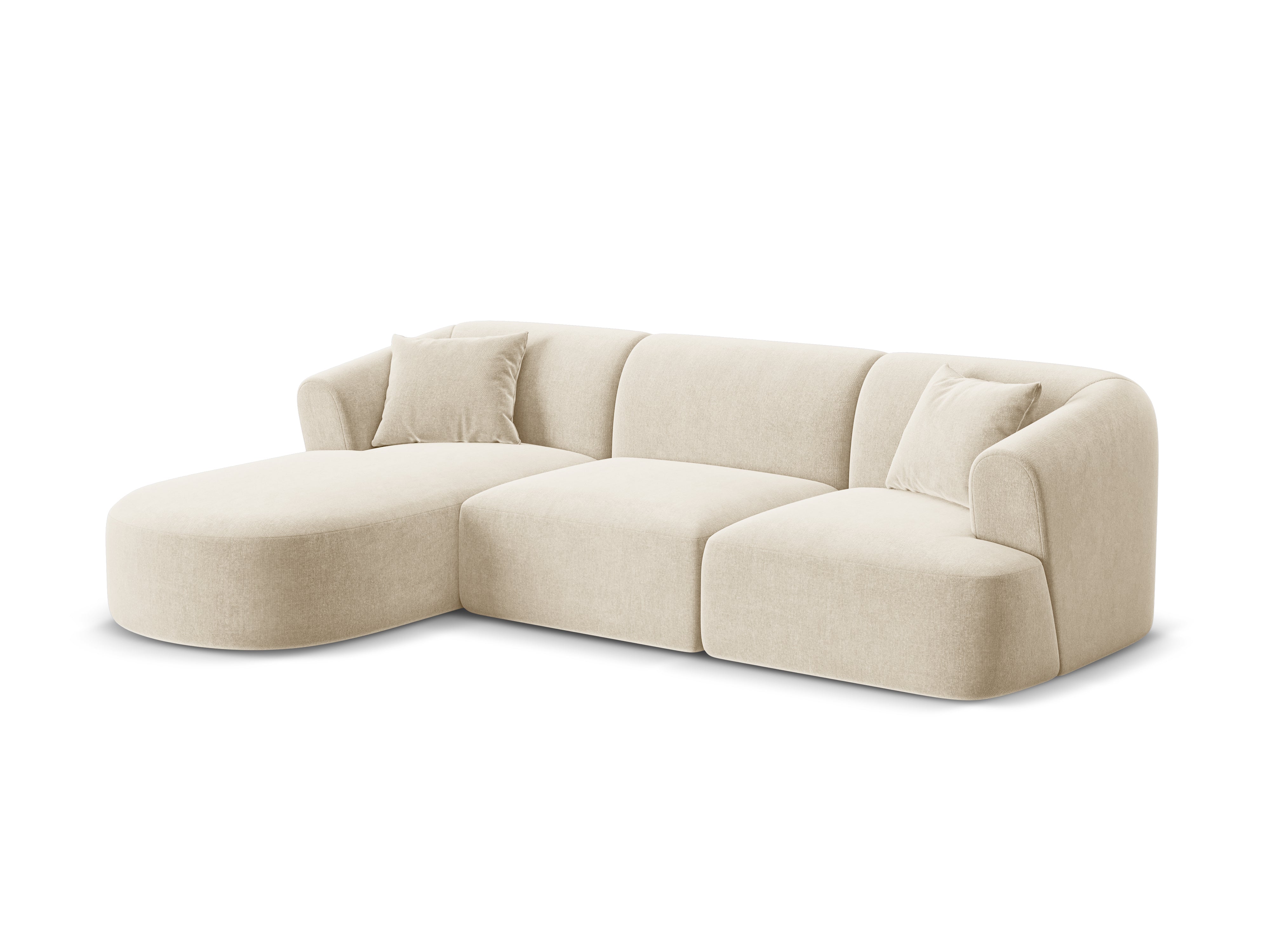 Left-facing velvet corner sofa for 4 people CAMPI light beige