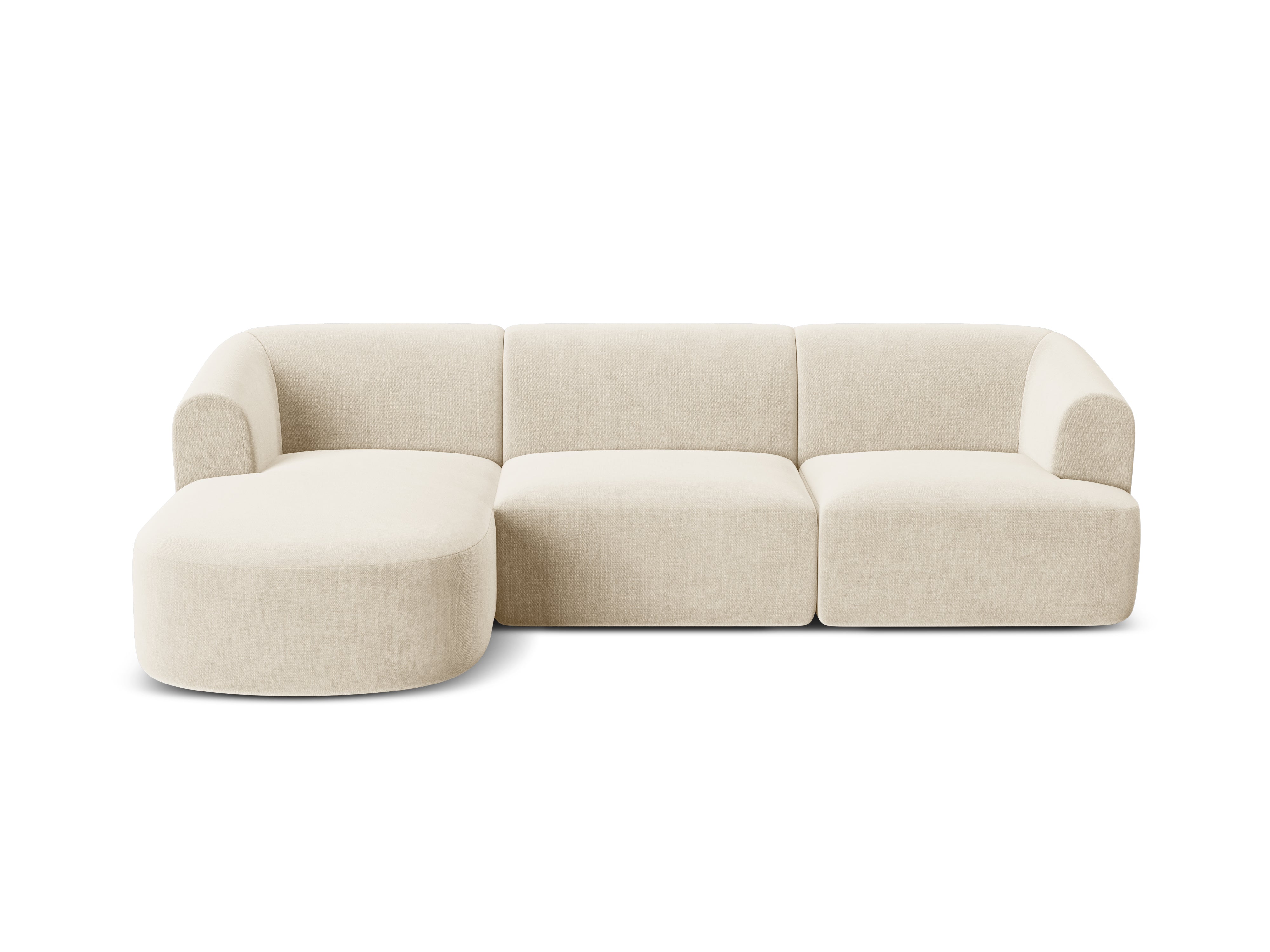 Left-facing velvet corner sofa for 4 people CAMPI light beige
