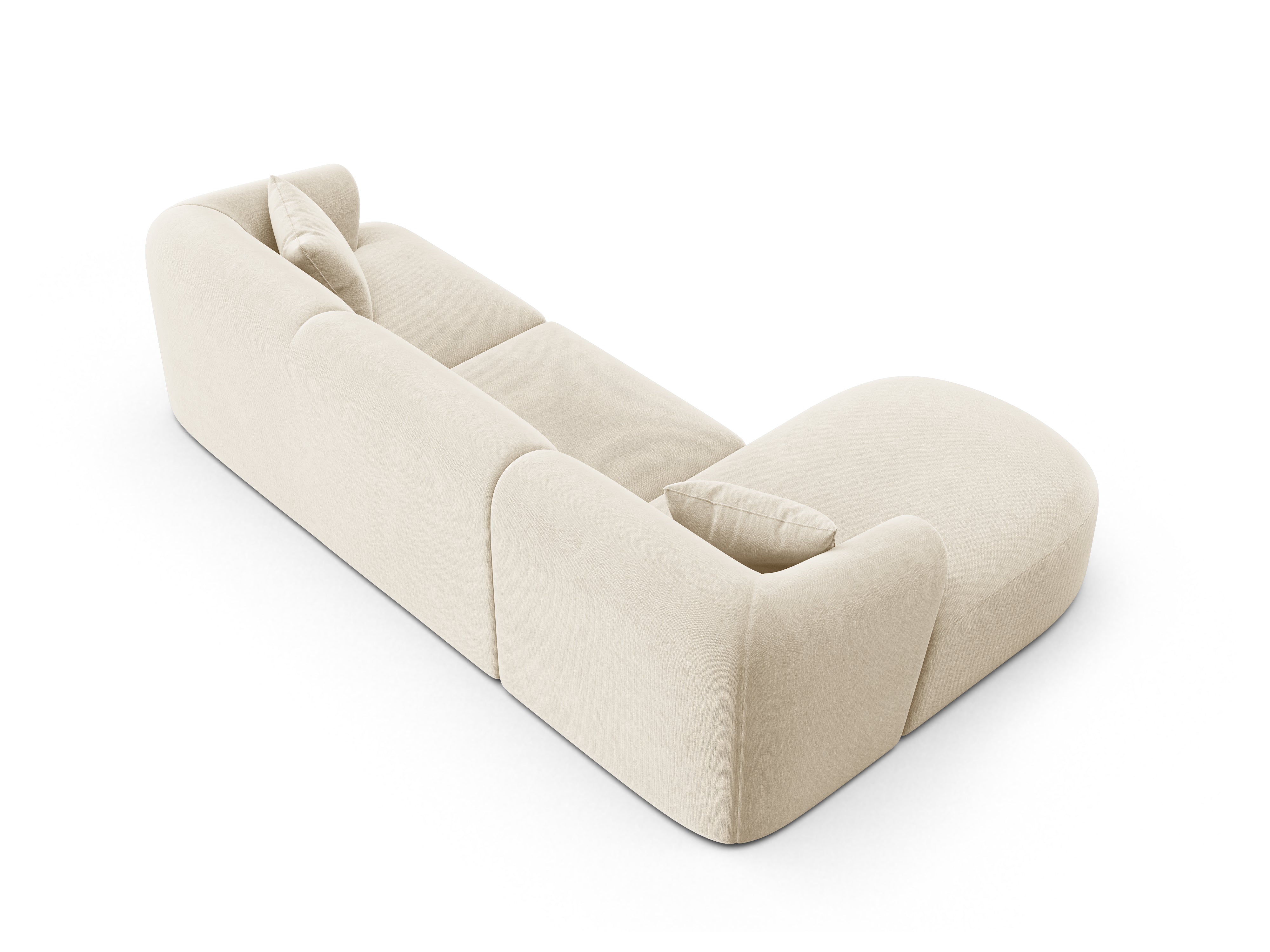 Left-facing velvet corner sofa for 4 people CAMPI light beige