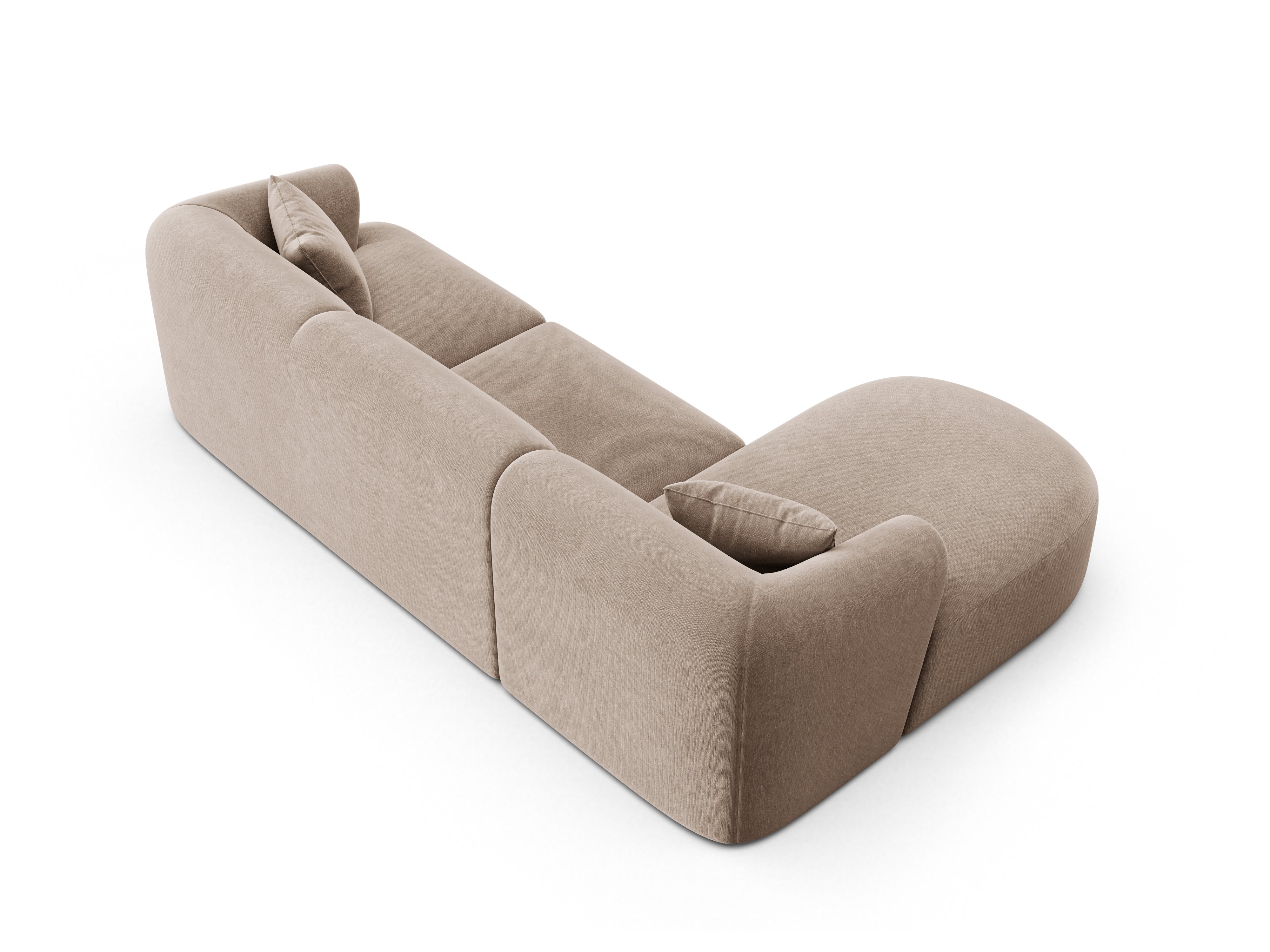 Left-facing velvet corner sofa for 4 people CAMPI dark beige