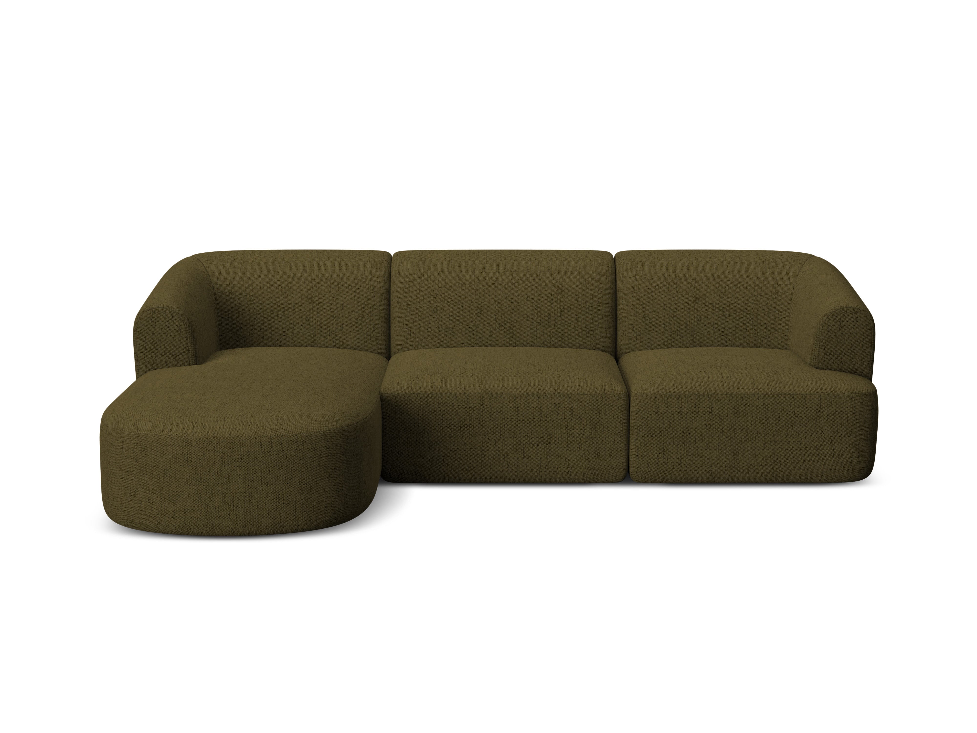 Left-sided 4-seater sofa CAMPI green chenille