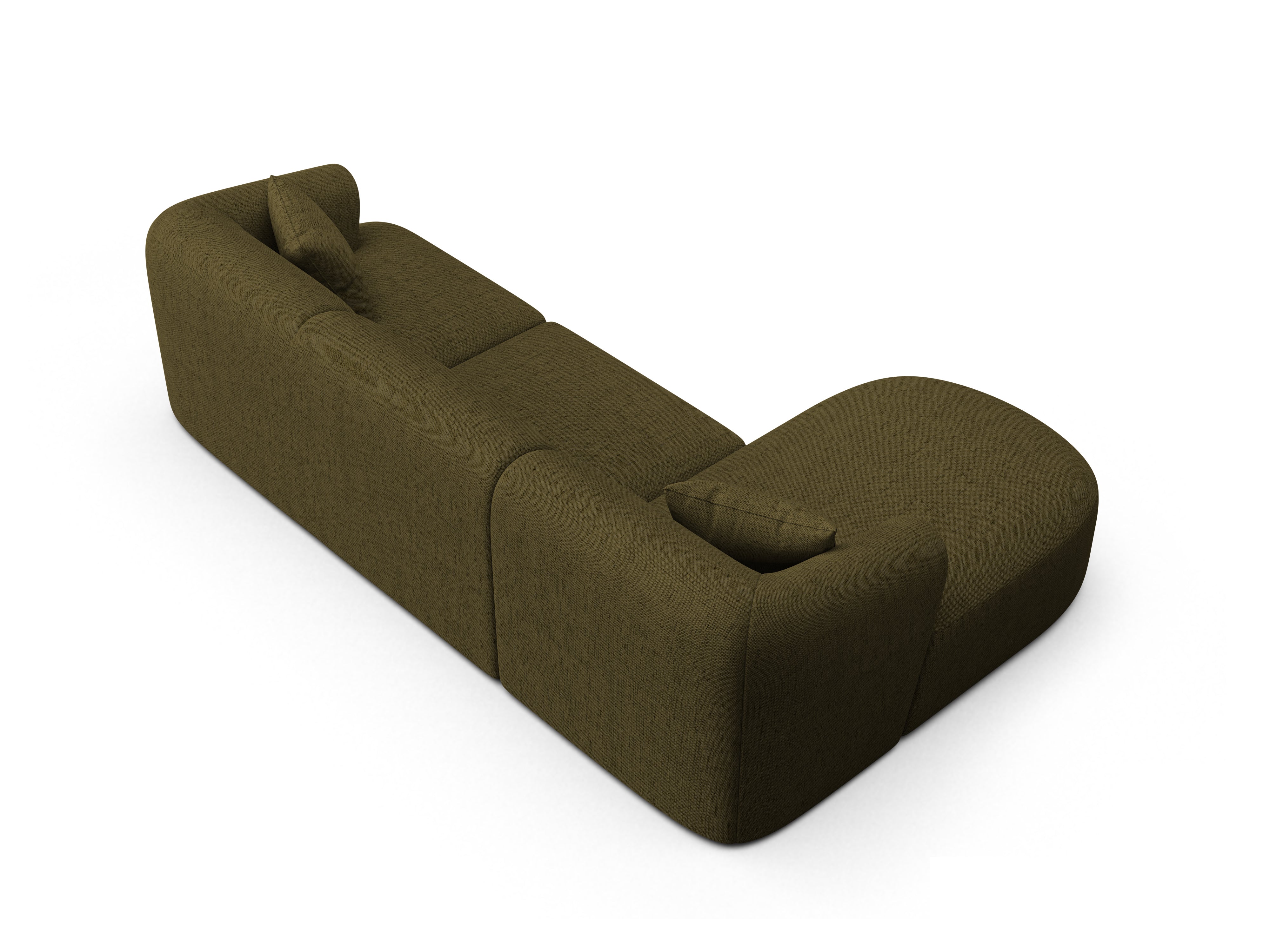 Left-sided 4-seater sofa CAMPI green chenille