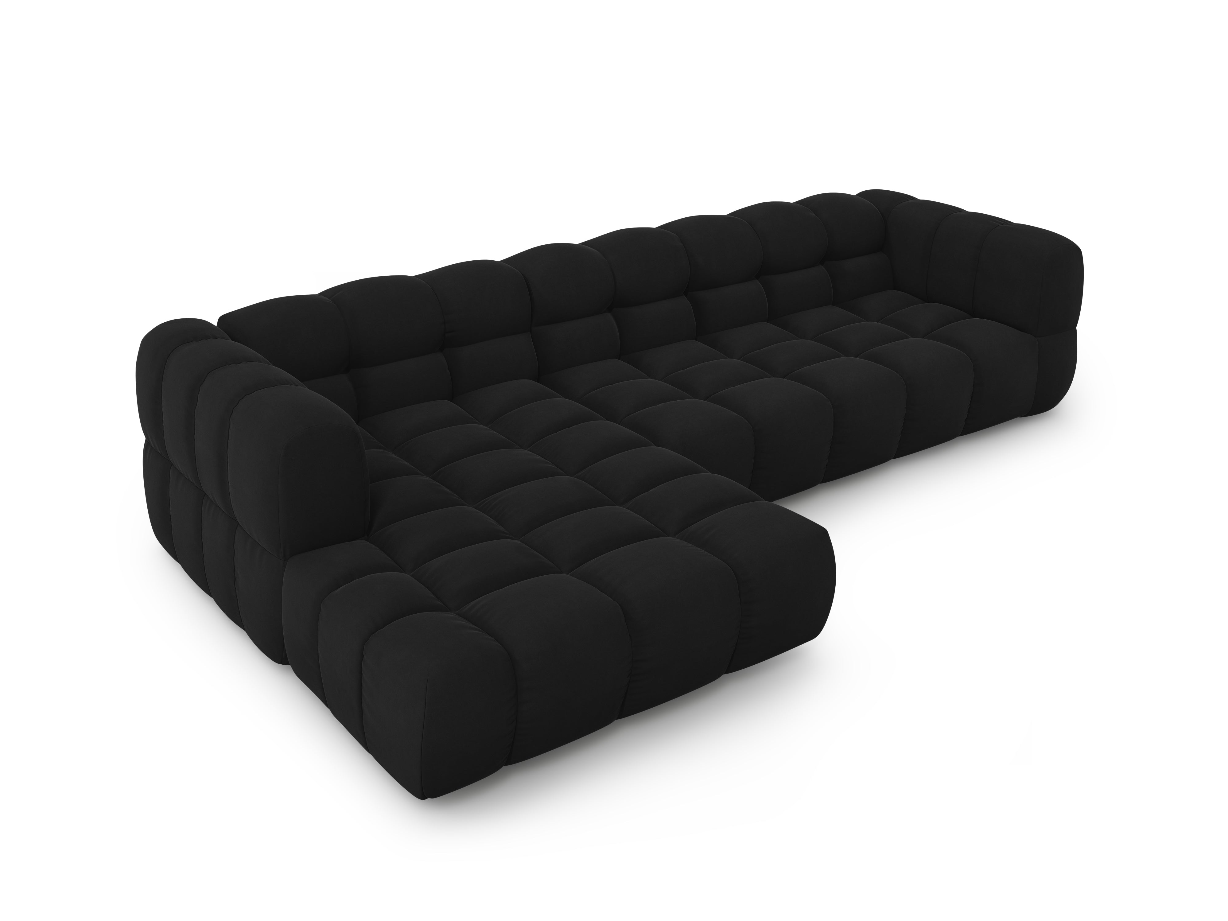 Narożnik aksamitny lewostronny 4-osobowy SKY czarny Cosmopolitan Design Eye on Design