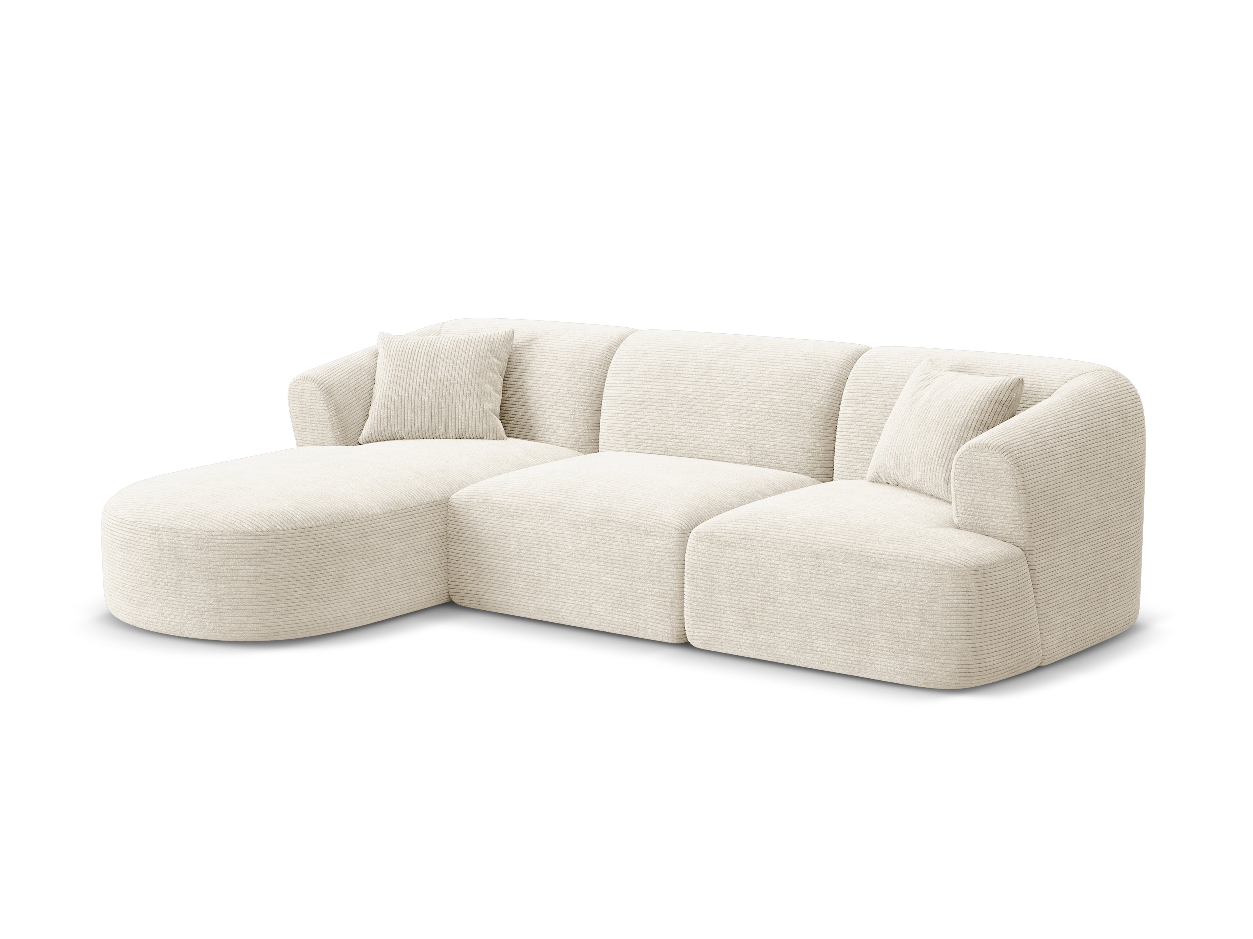 Left-sided 4-seater sofa CAMPI cream corduroy