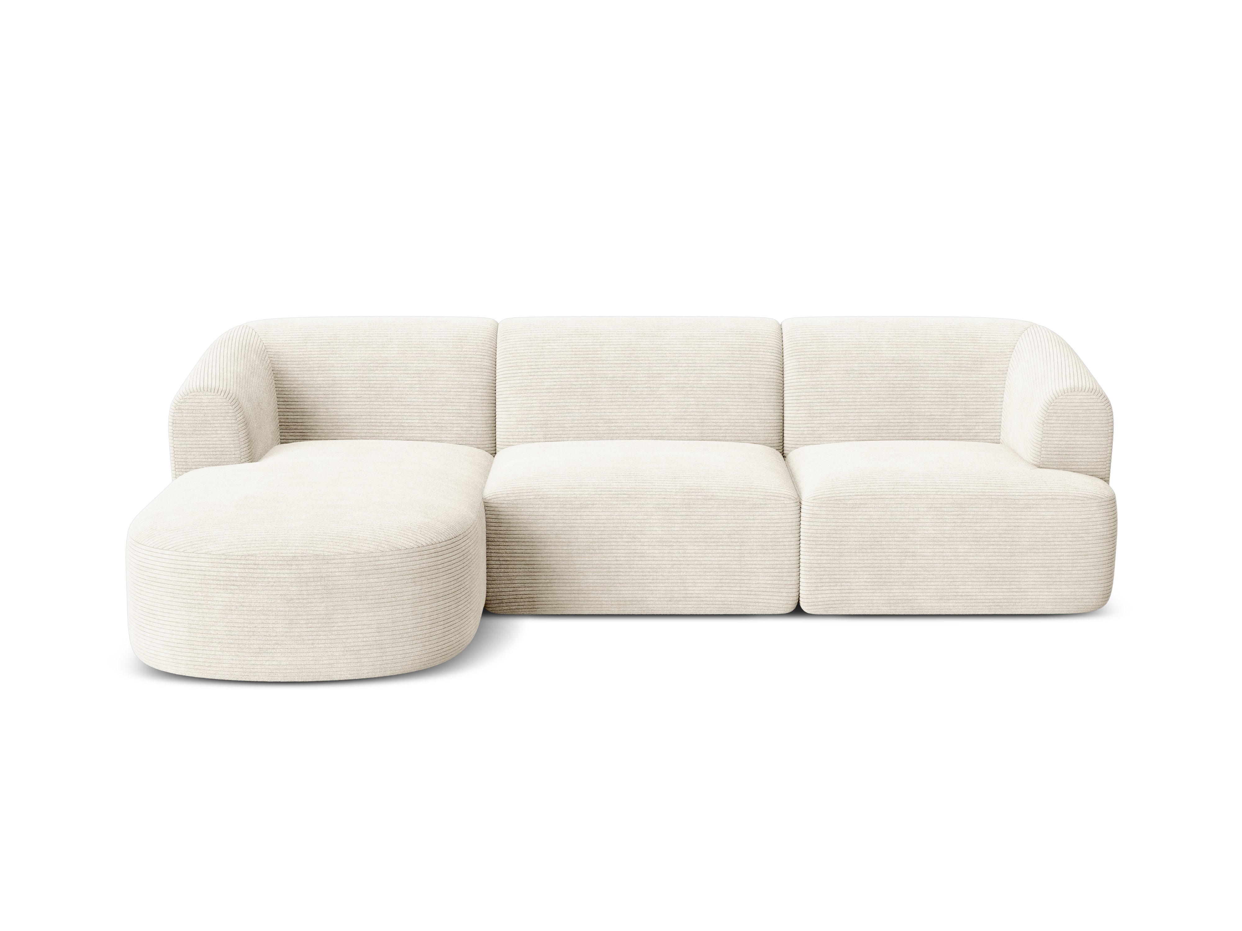 Left-sided 4-seater sofa CAMPI cream corduroy