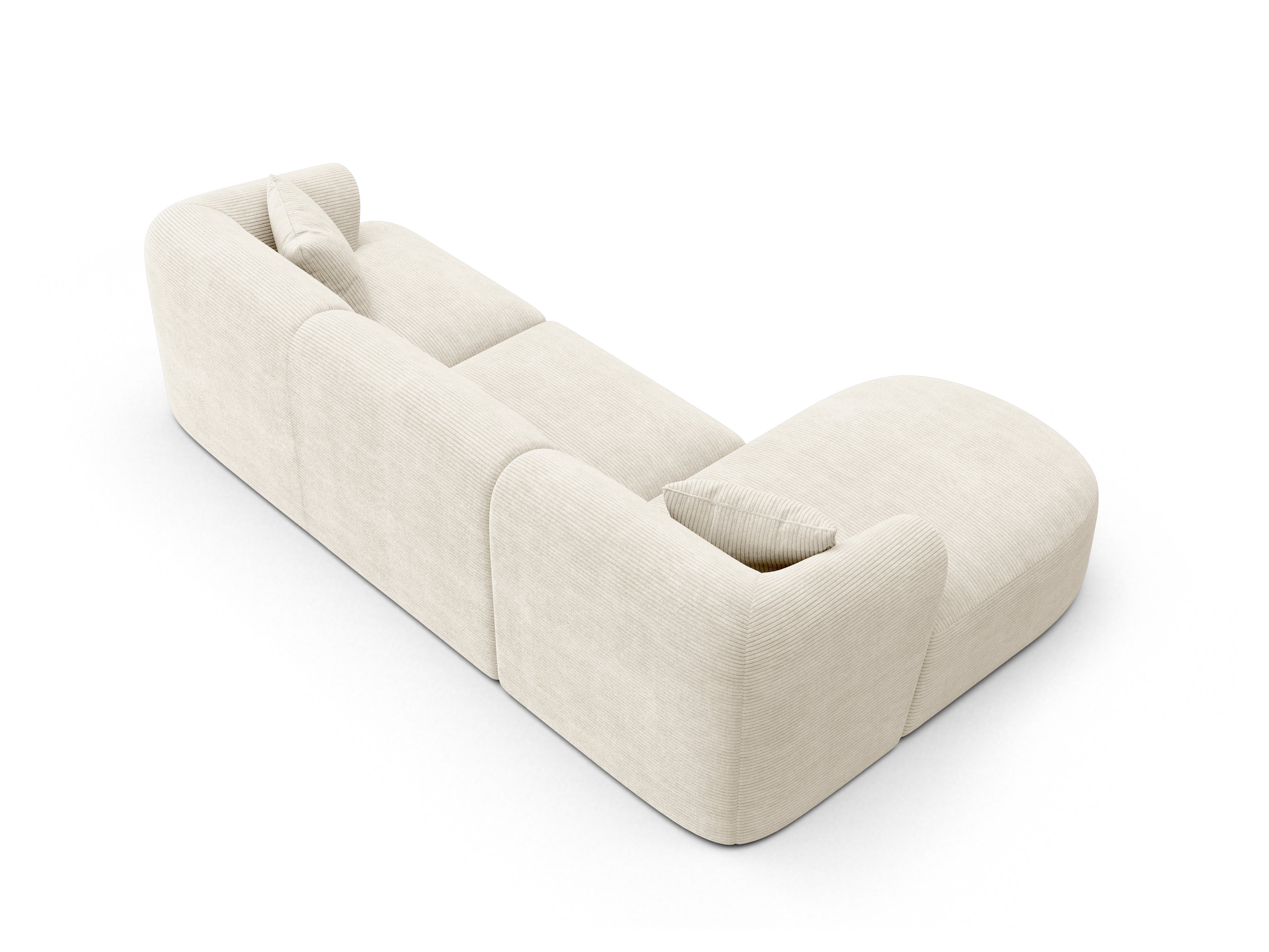 Left-sided 4-seater sofa CAMPI cream corduroy