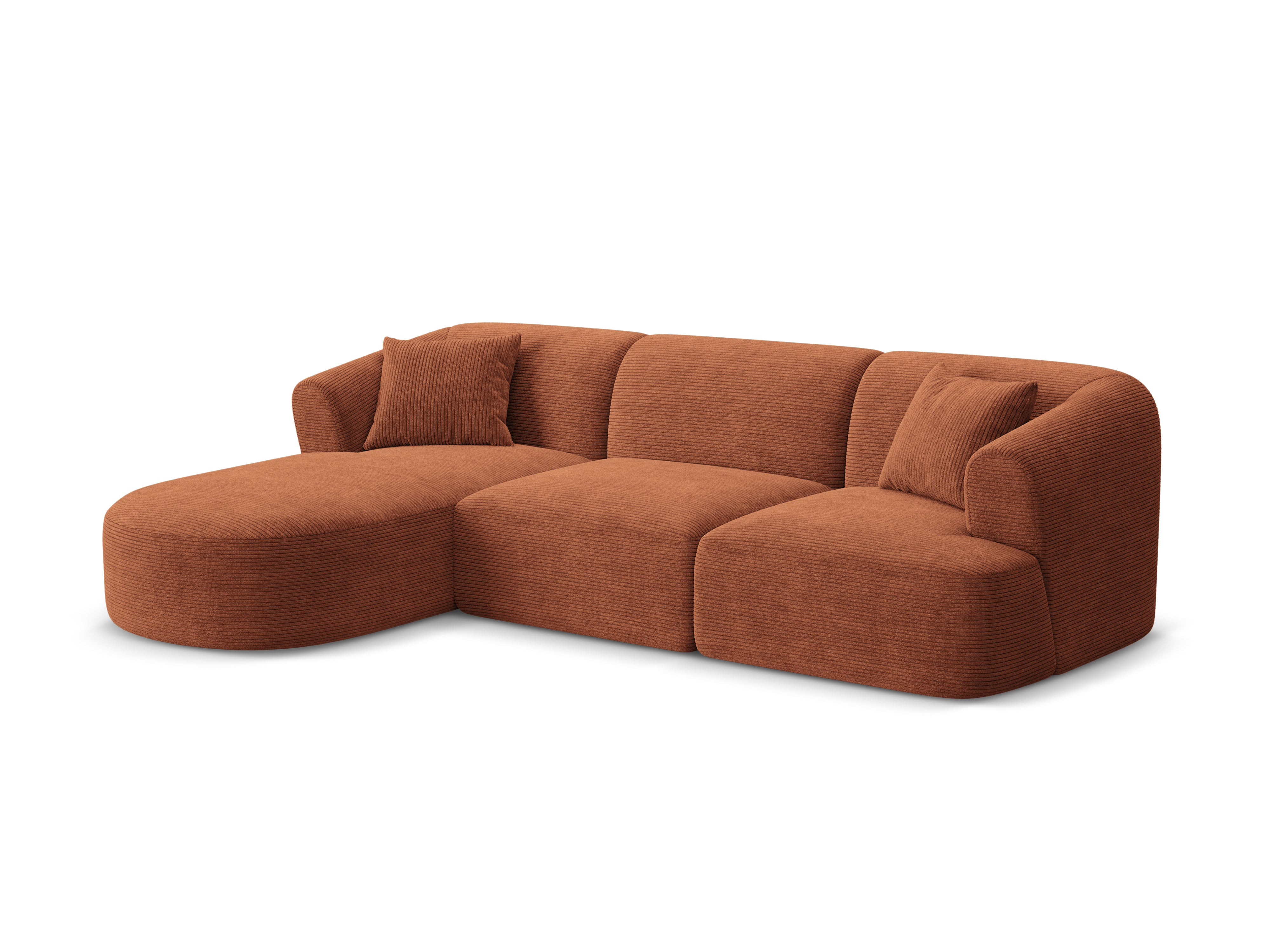 Left-sided 4-seater sofa CAMPI brick corduroy
