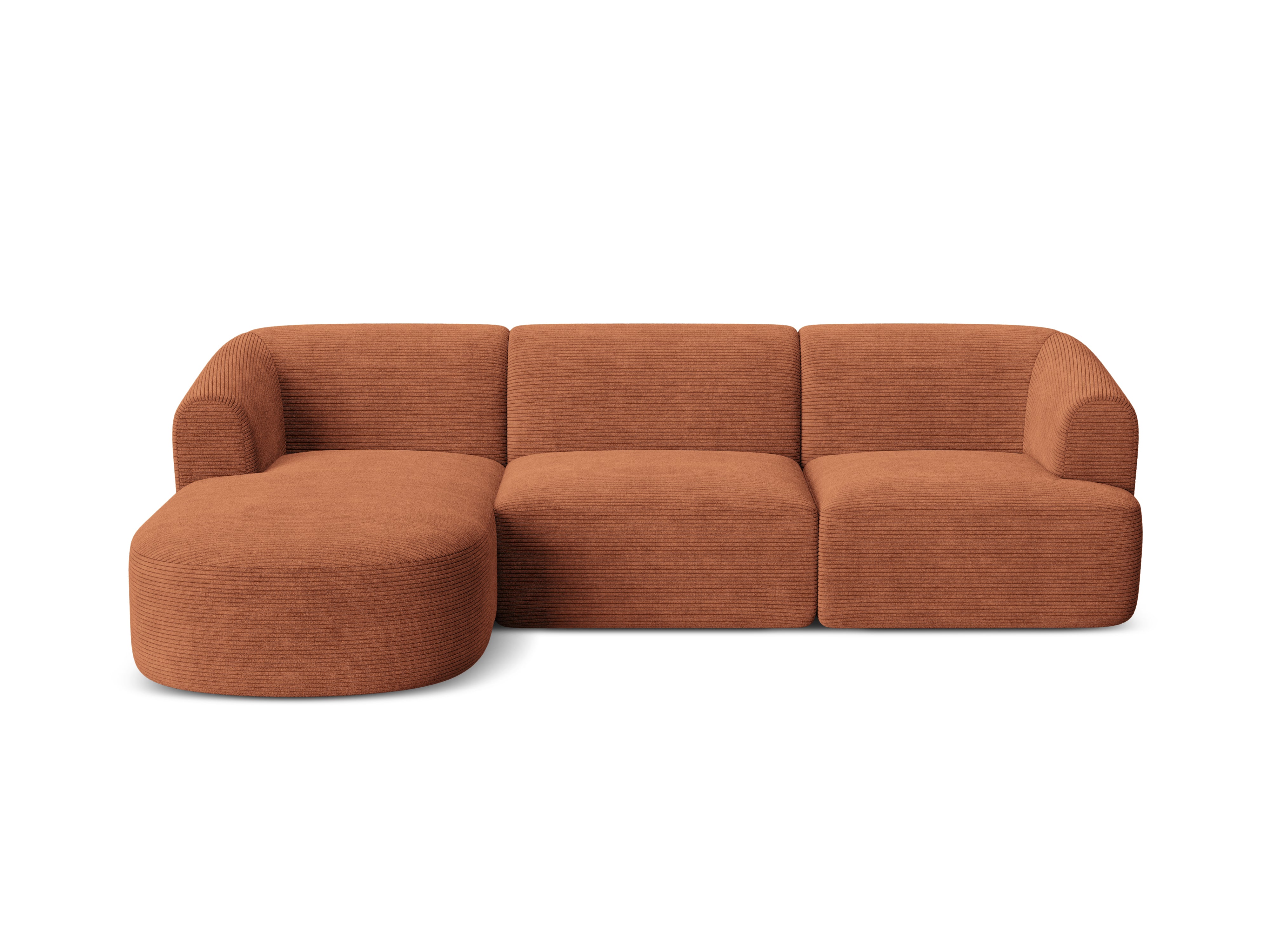 Left-sided 4-seater sofa CAMPI brick corduroy