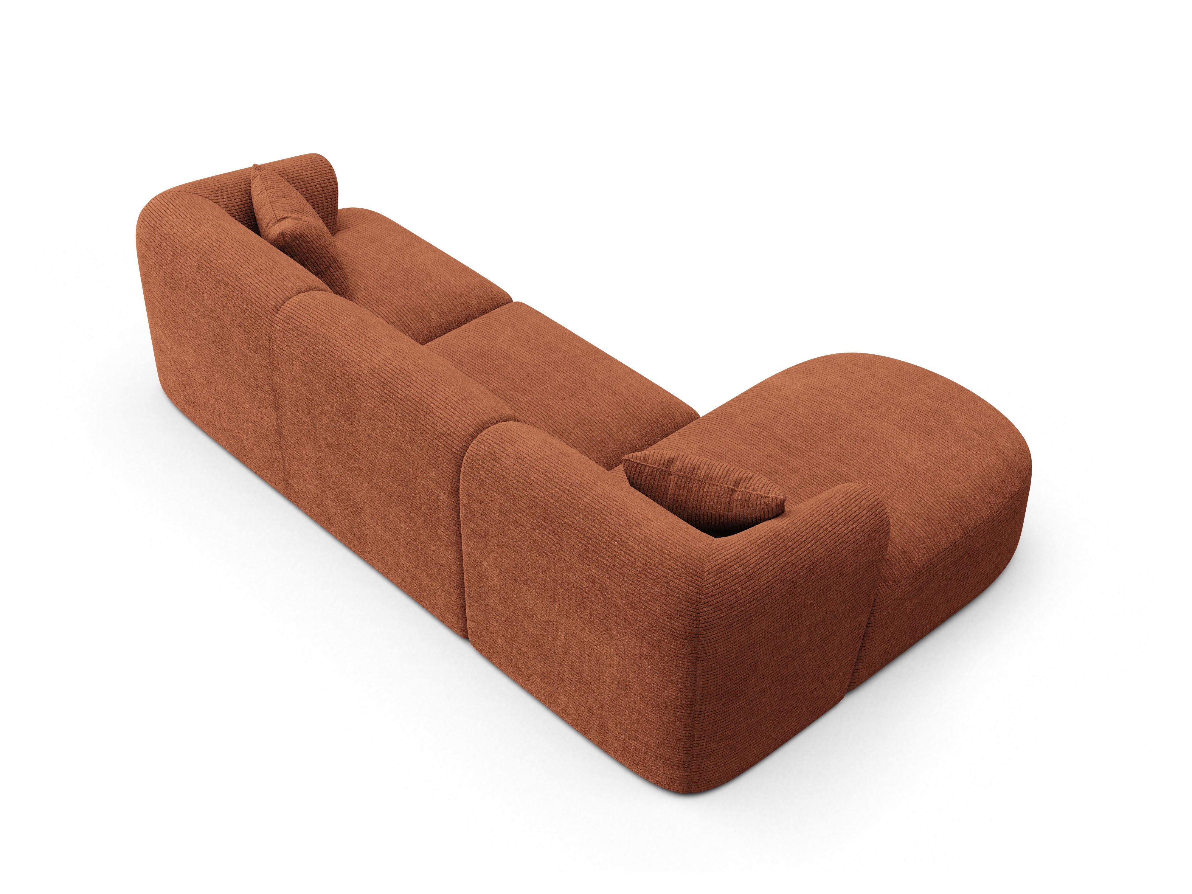 Left-sided 4-seater sofa CAMPI brick corduroy