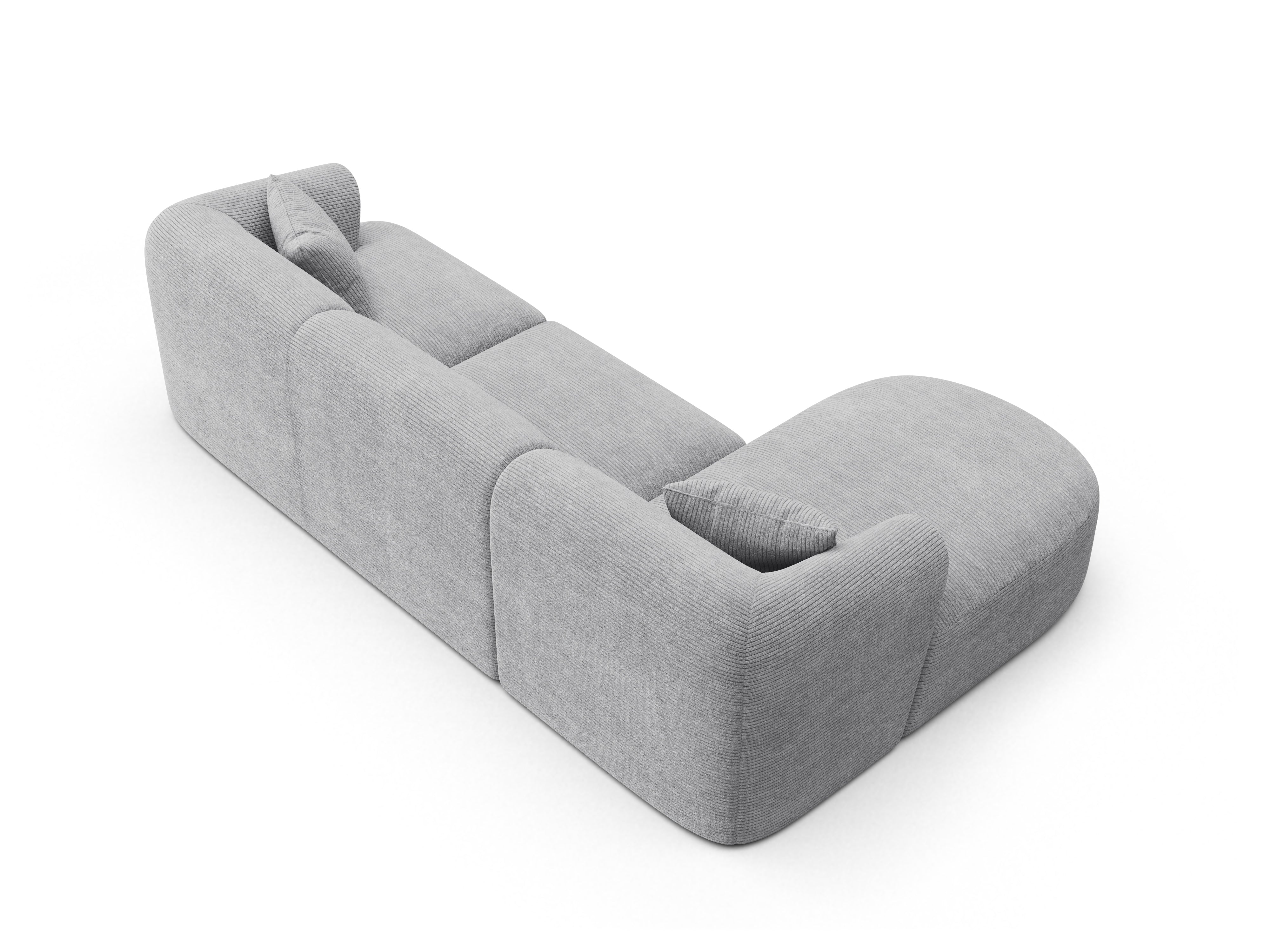 Left-sided 4-seater sofa CAMPI light gray corduroy