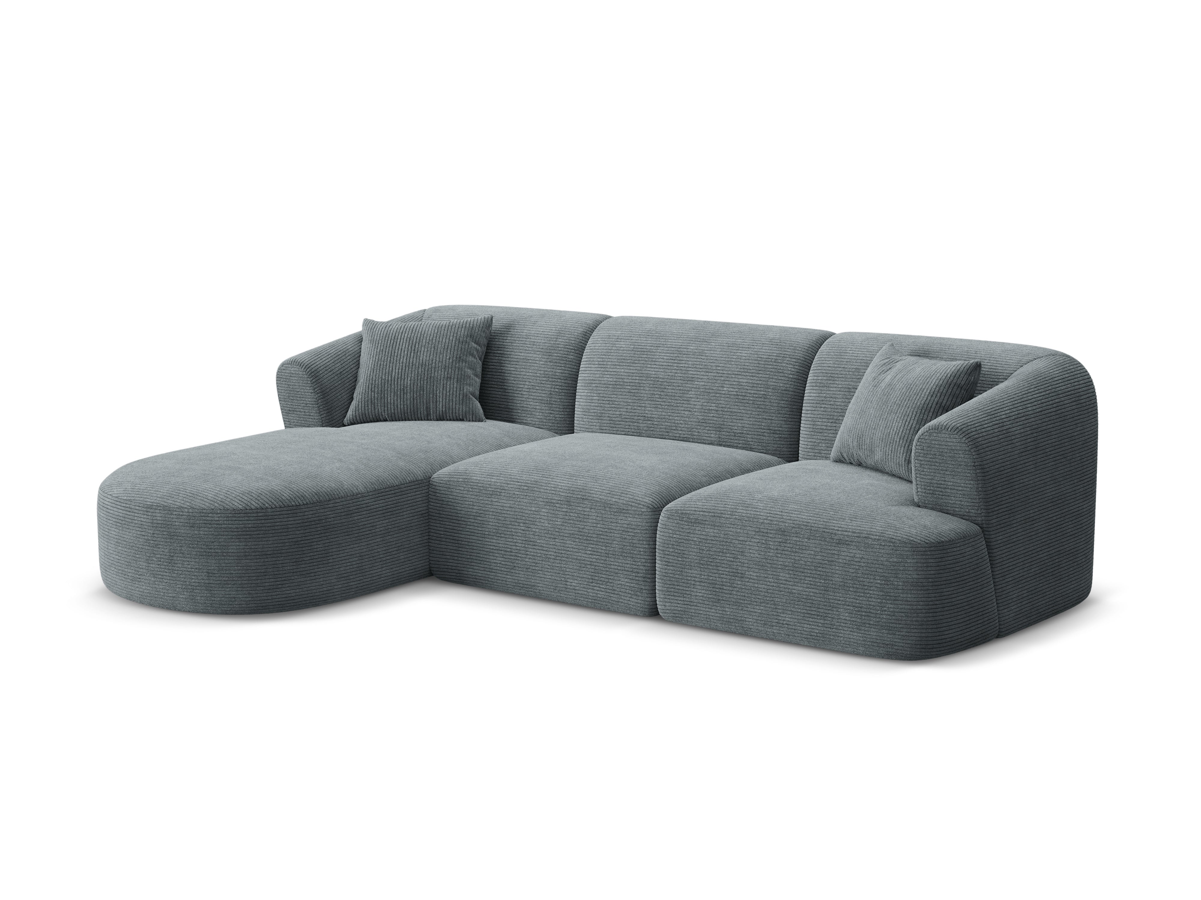 Left-sided 4-seater sofa CAMPI gray corduroy