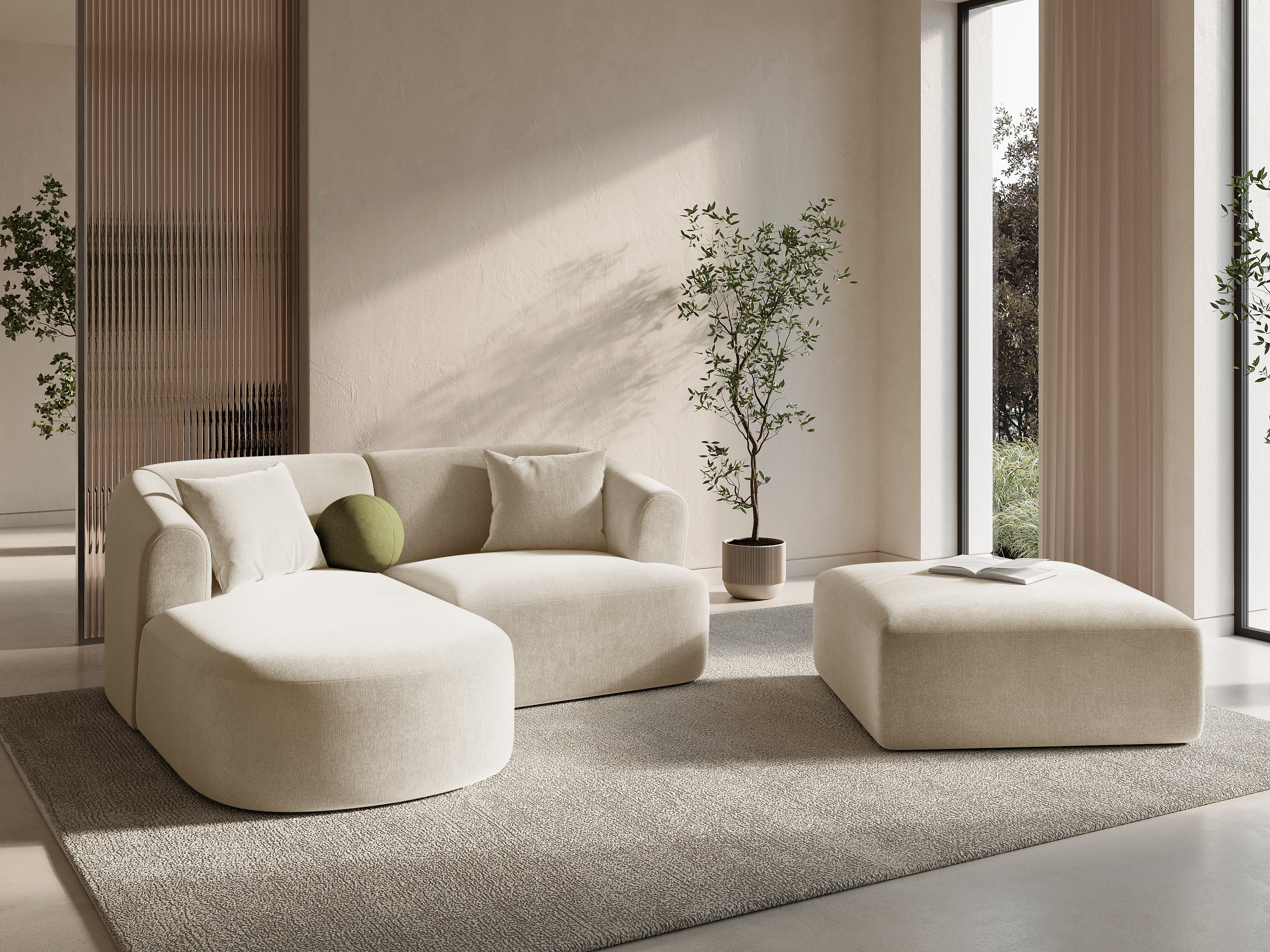 Left-sided 3-seater sofa CAMPI black chenille