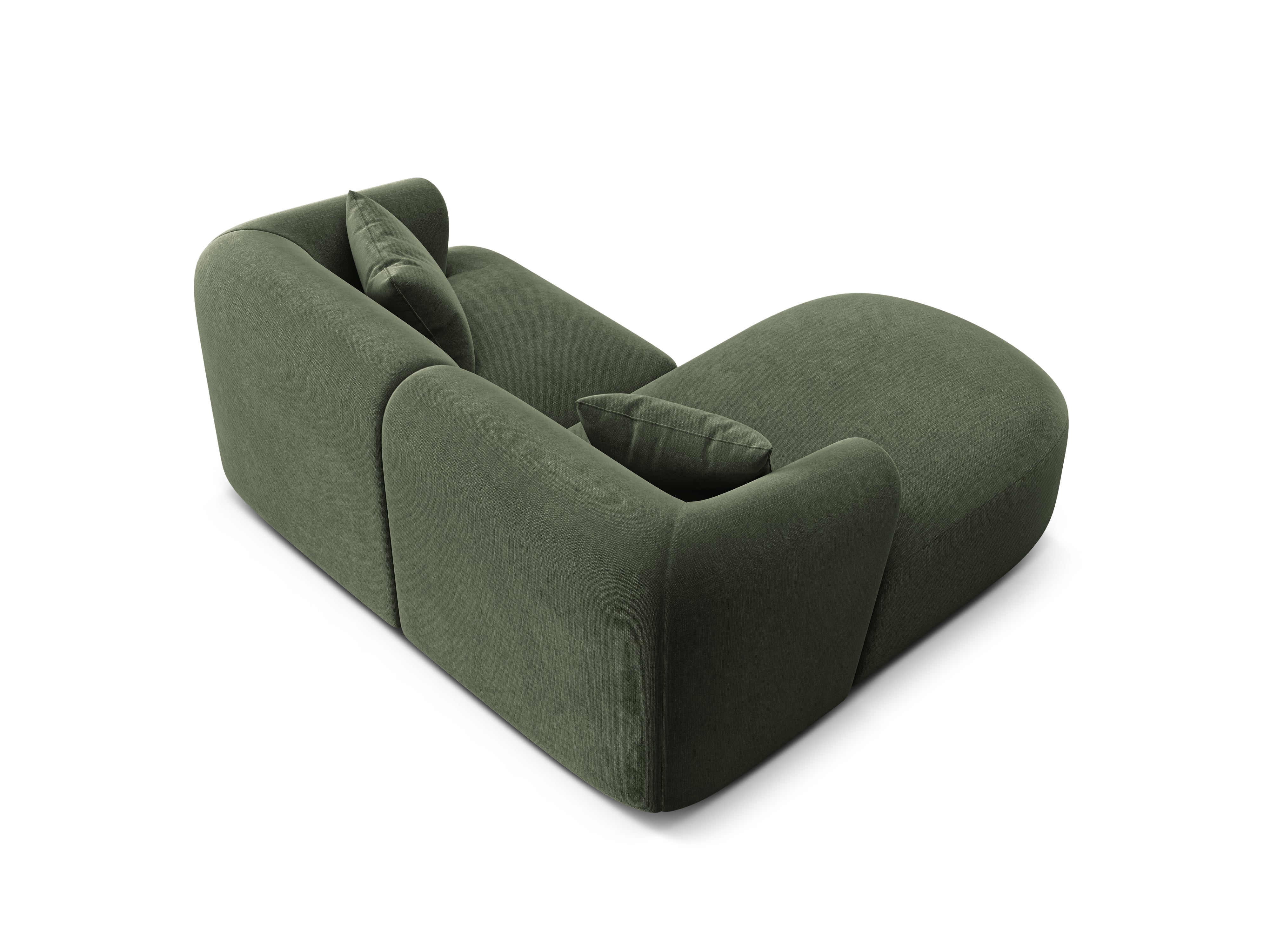 Green left-sided velvet 3-seater sofa CAMPI