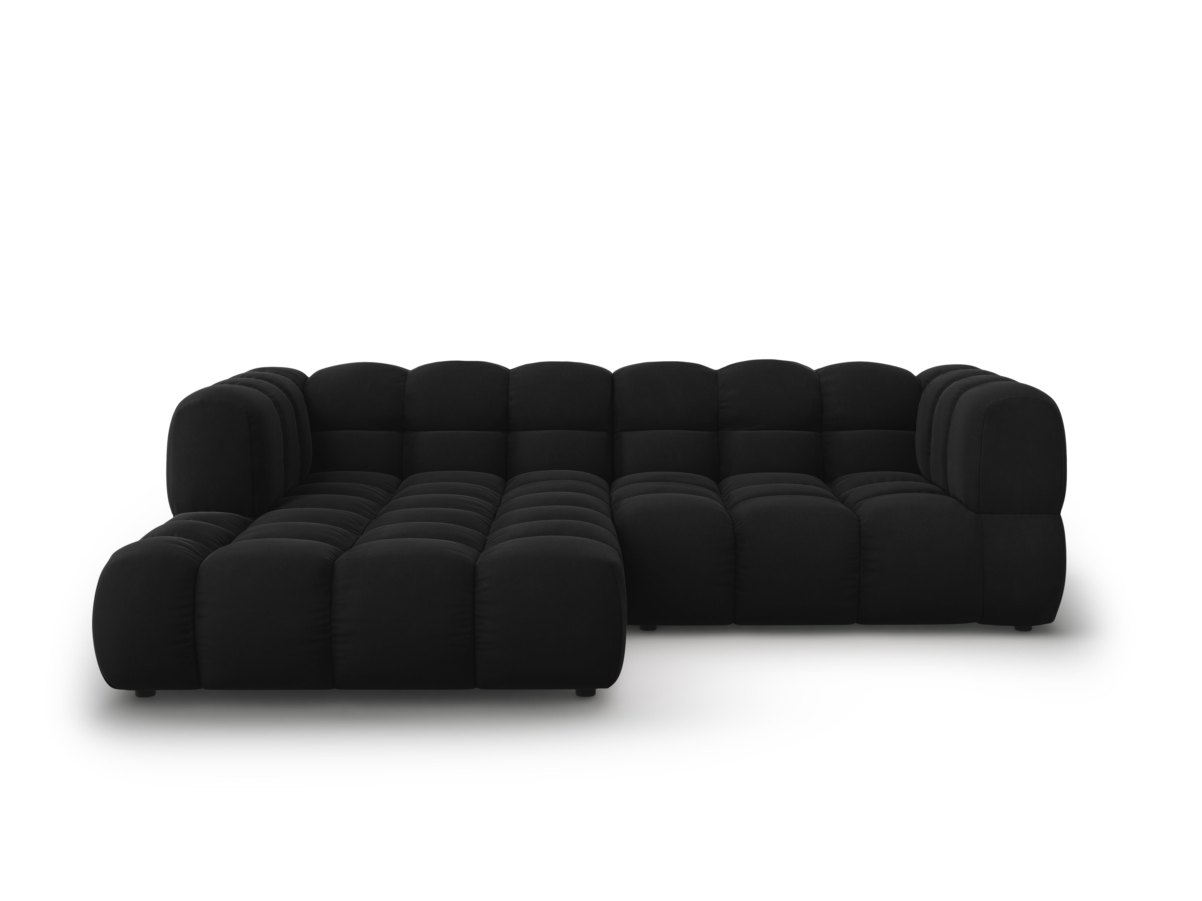 Narożnik aksamitny lewostronny 3-osobowy SKY czarny Cosmopolitan Design Eye on Design