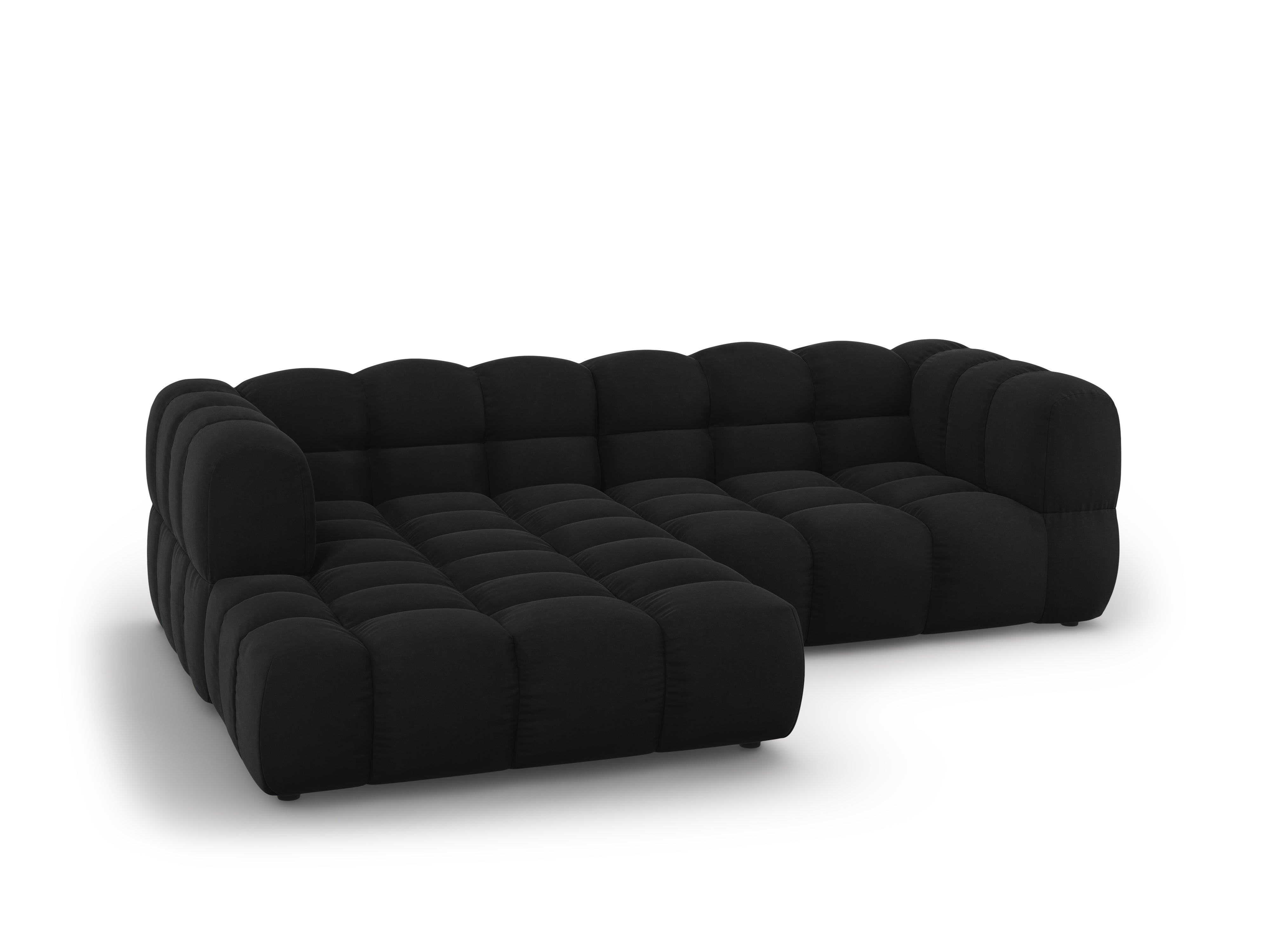 Narożnik aksamitny lewostronny 3-osobowy SKY czarny Cosmopolitan Design Eye on Design