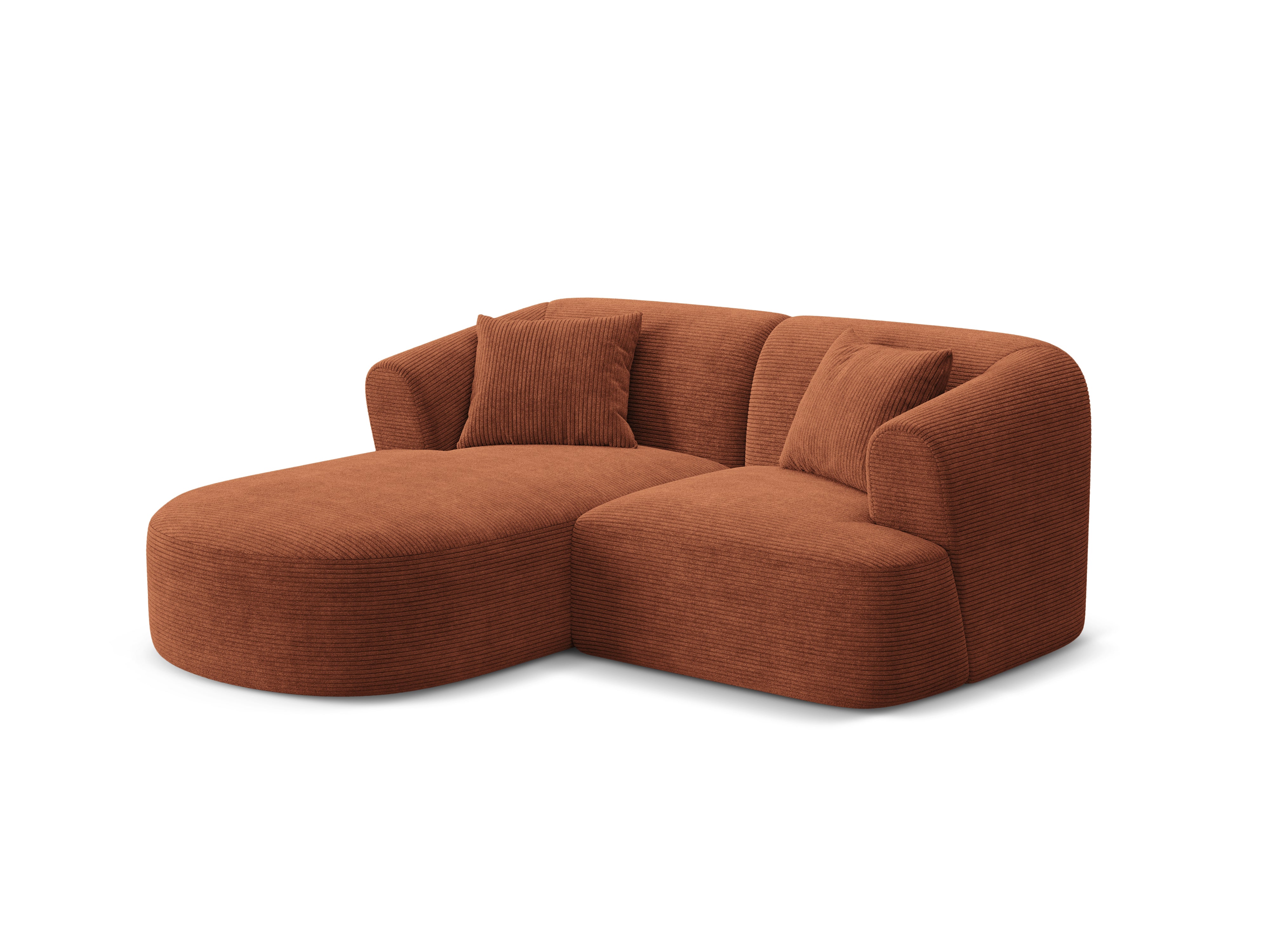 Left-sided 3-seater sofa CAMPI brick corduroy