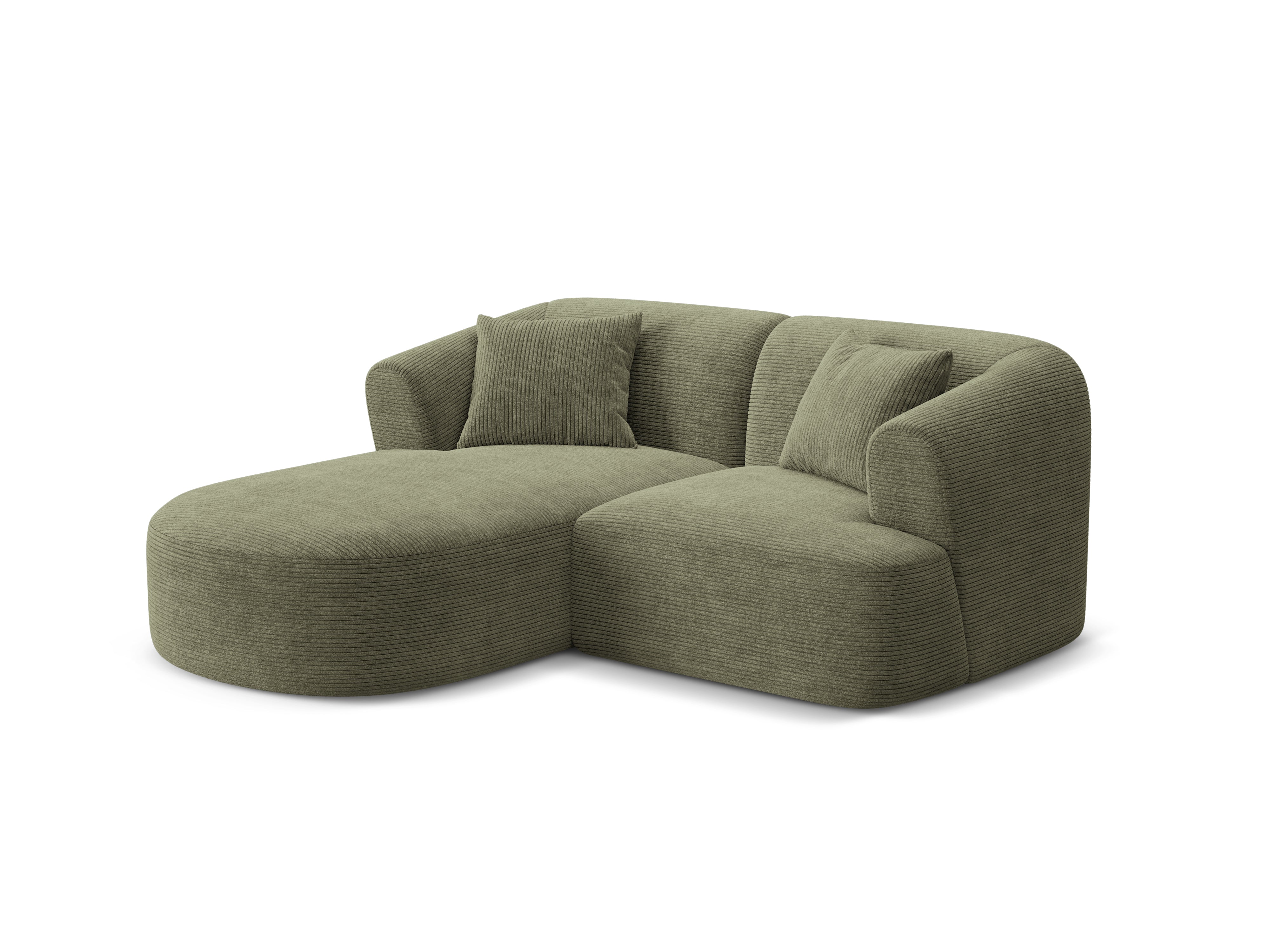 Left-facing 3-seater sofa CAMPI green corduroy
