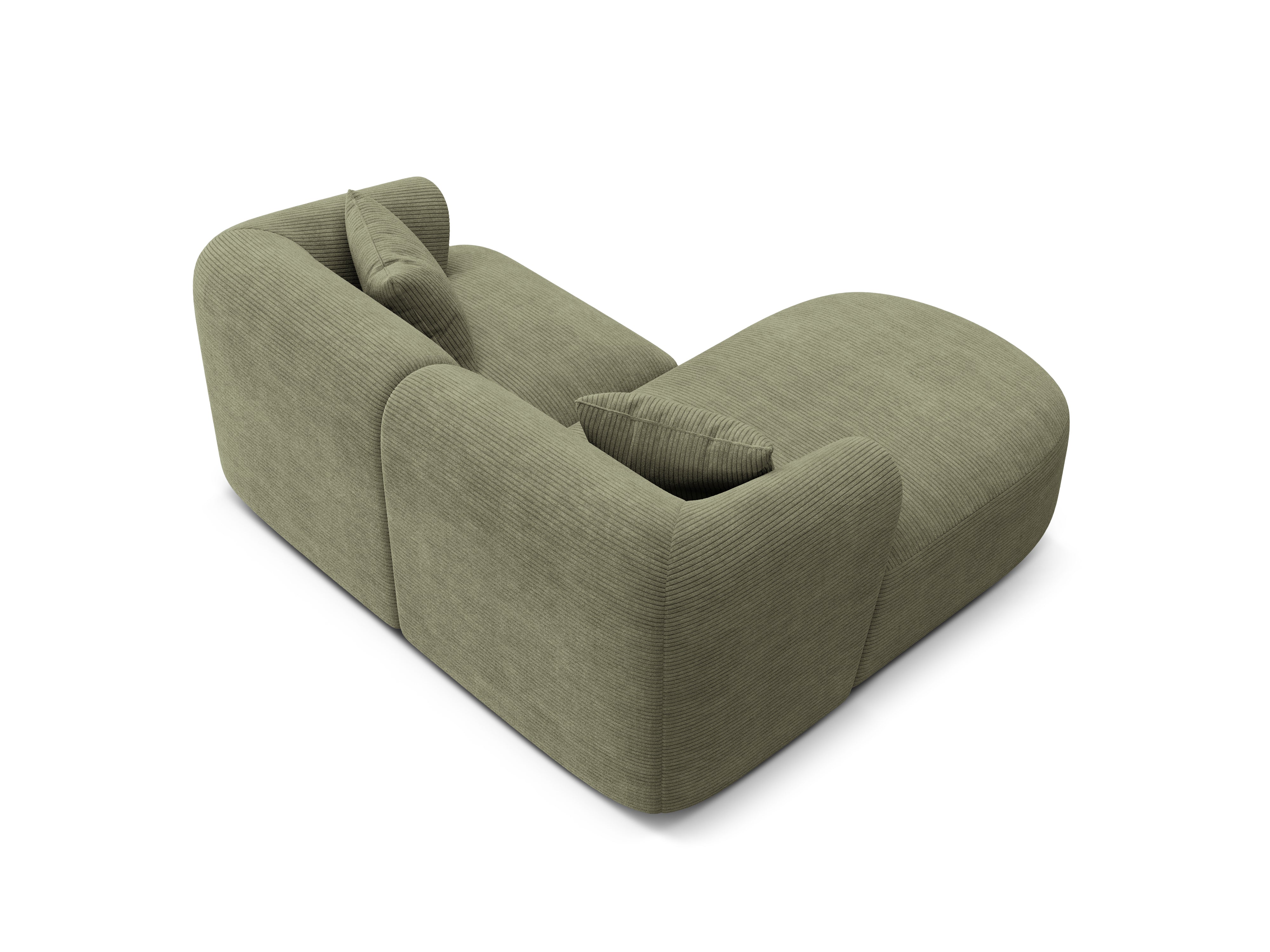 Left-facing 3-seater sofa CAMPI green corduroy