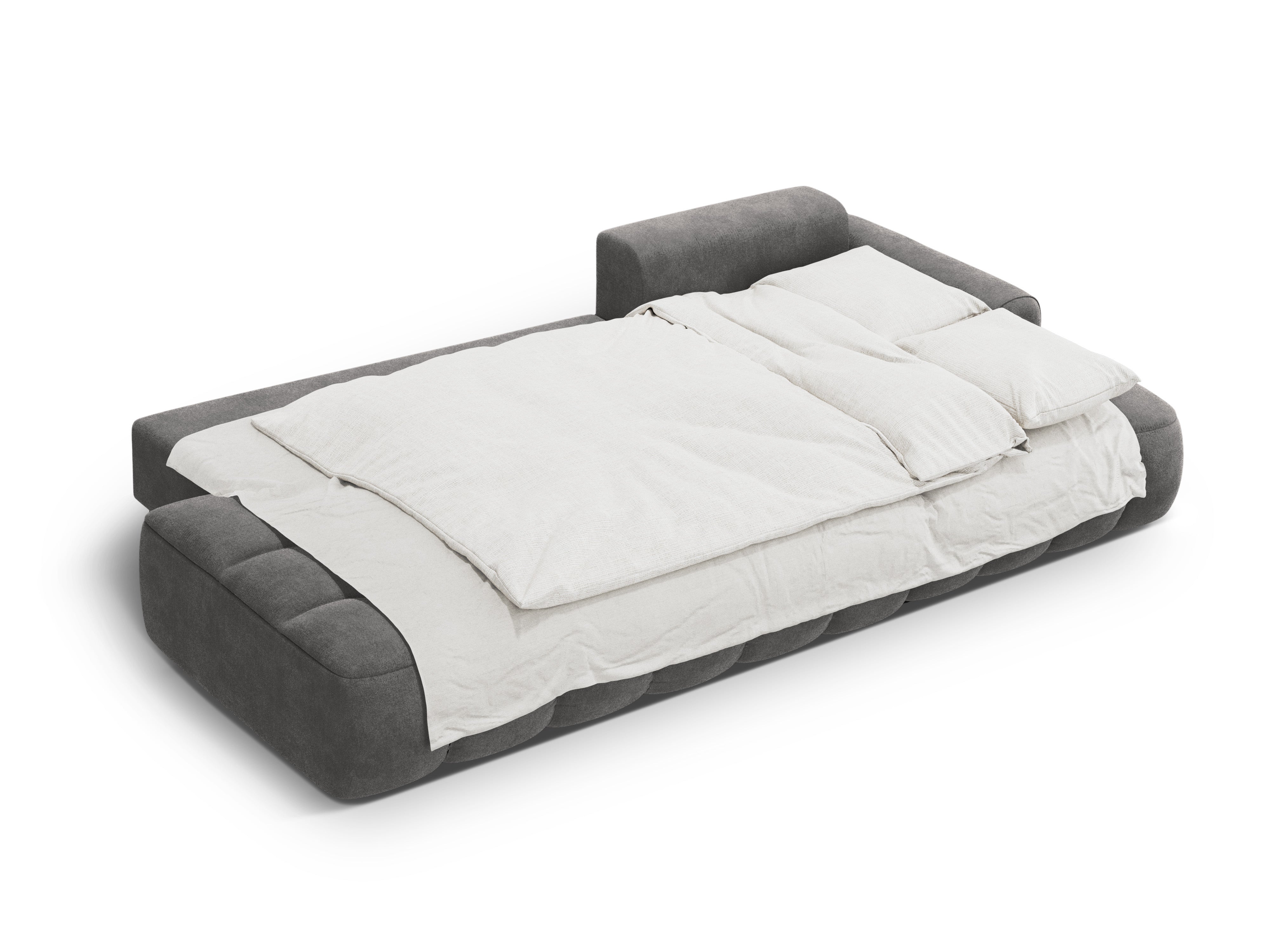 Right-facing velvet corner sofa bed for 3 people LINZ dark gray