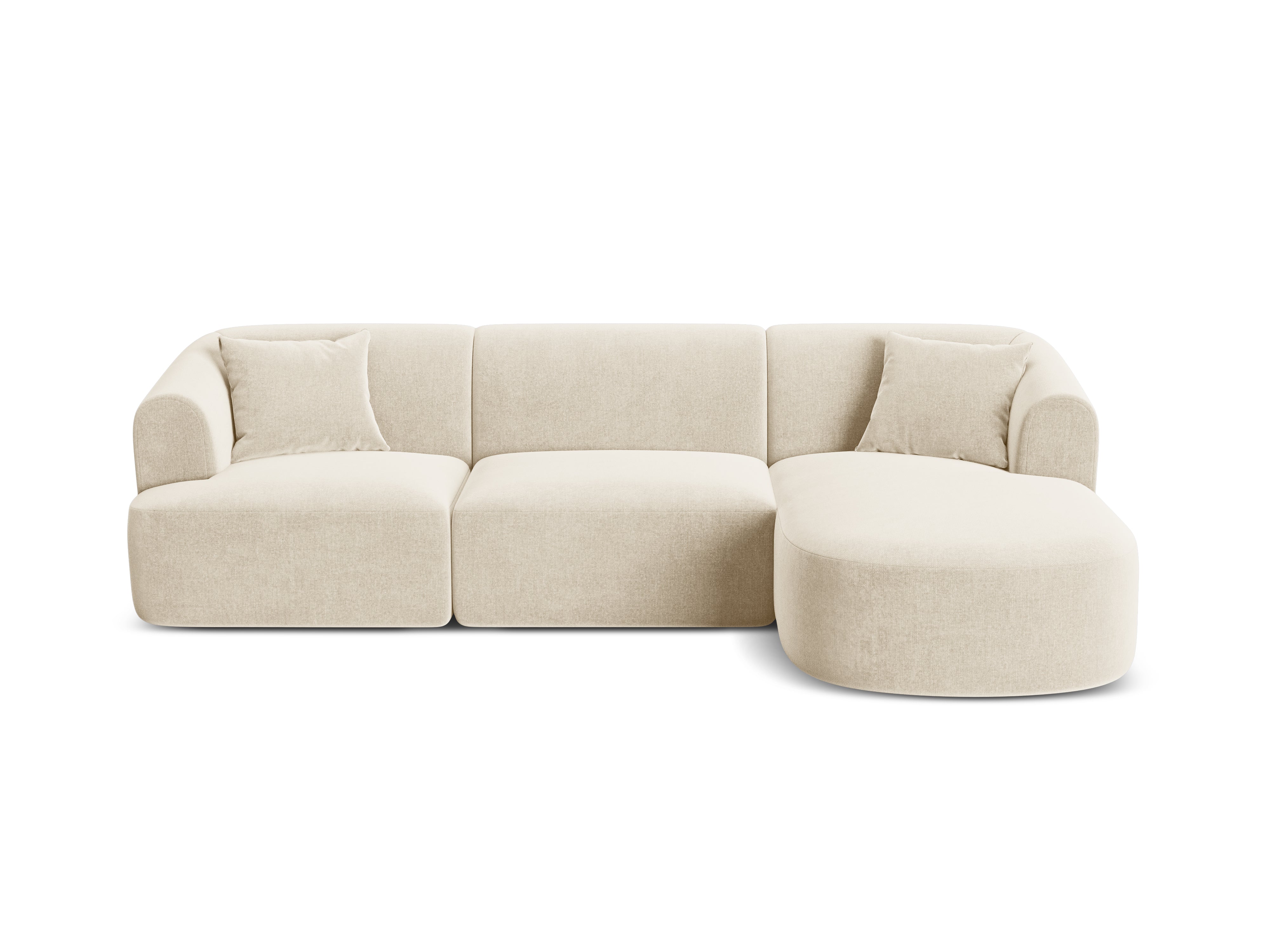 Right-facing velvet corner sofa for 4 people CAMPI light beige