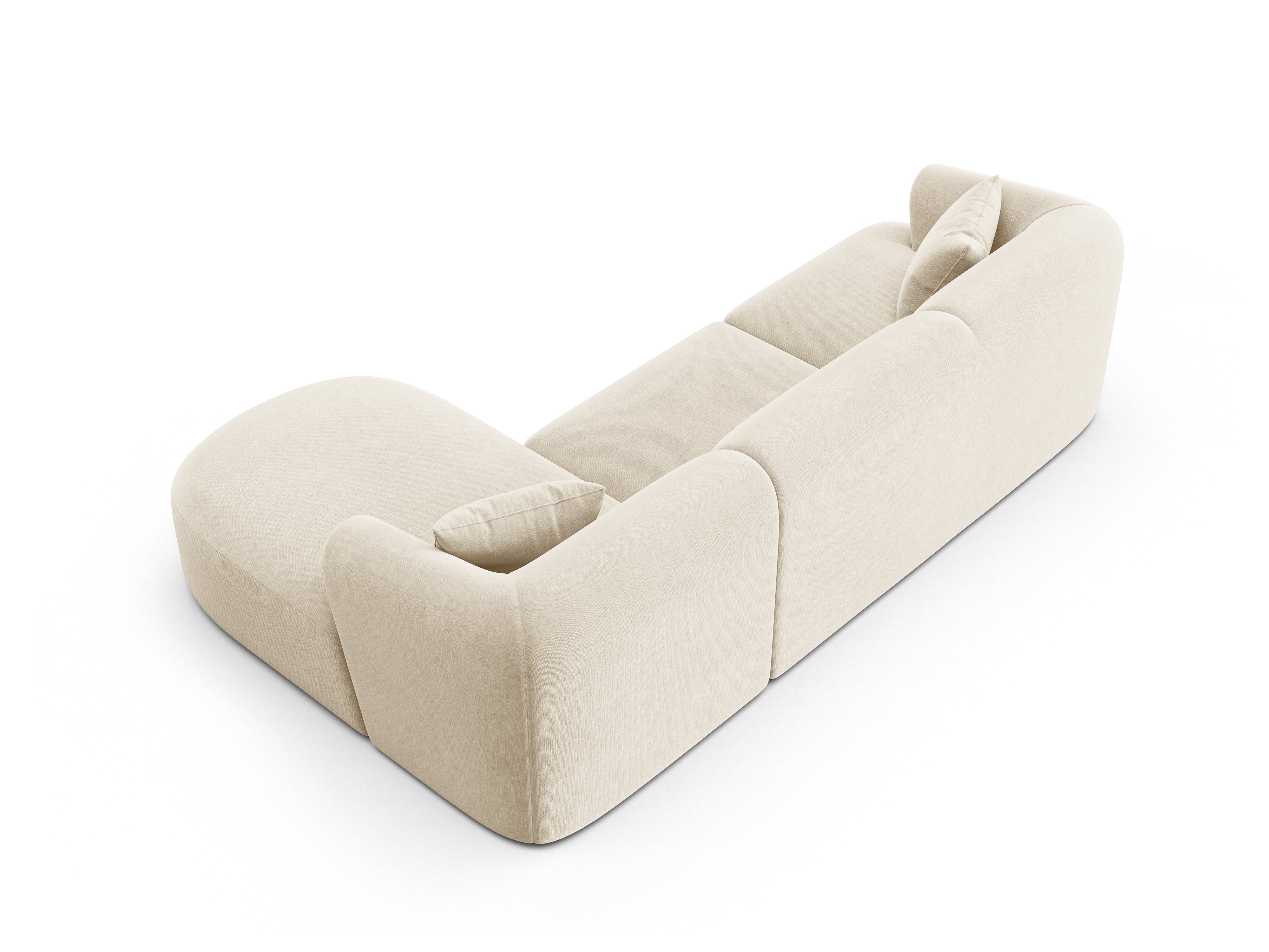 Right-facing velvet corner sofa for 4 people CAMPI light beige