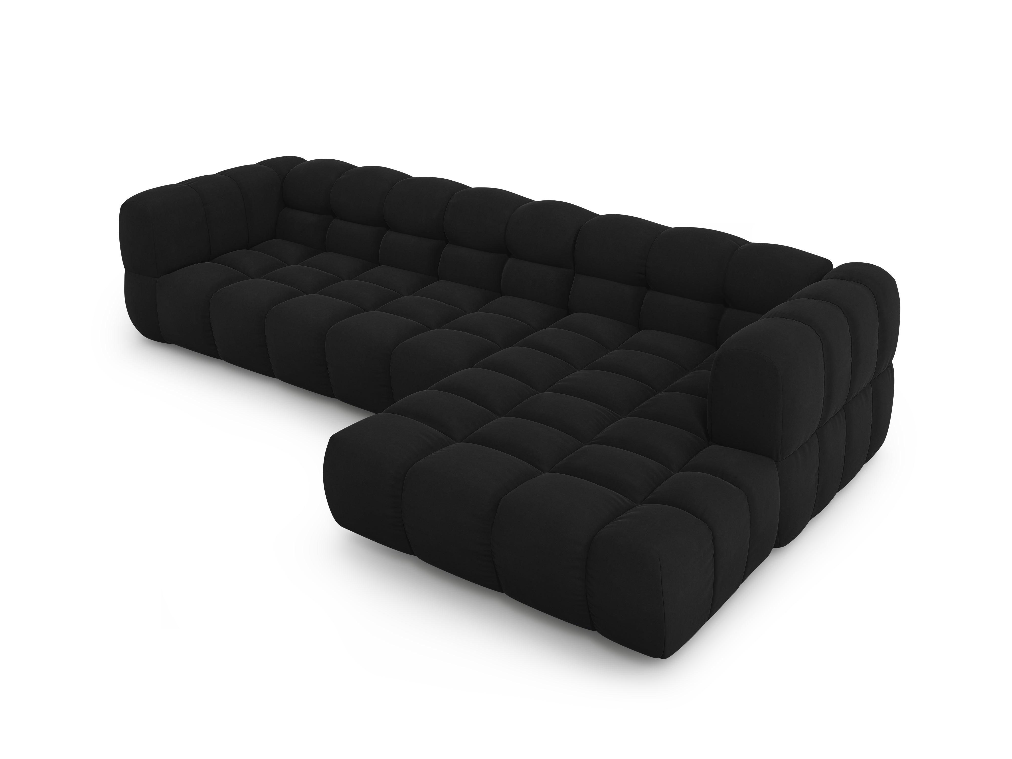 Narożnik aksamitny prawostronny 4-osobowy SKY czarny Cosmopolitan Design Eye on Design
