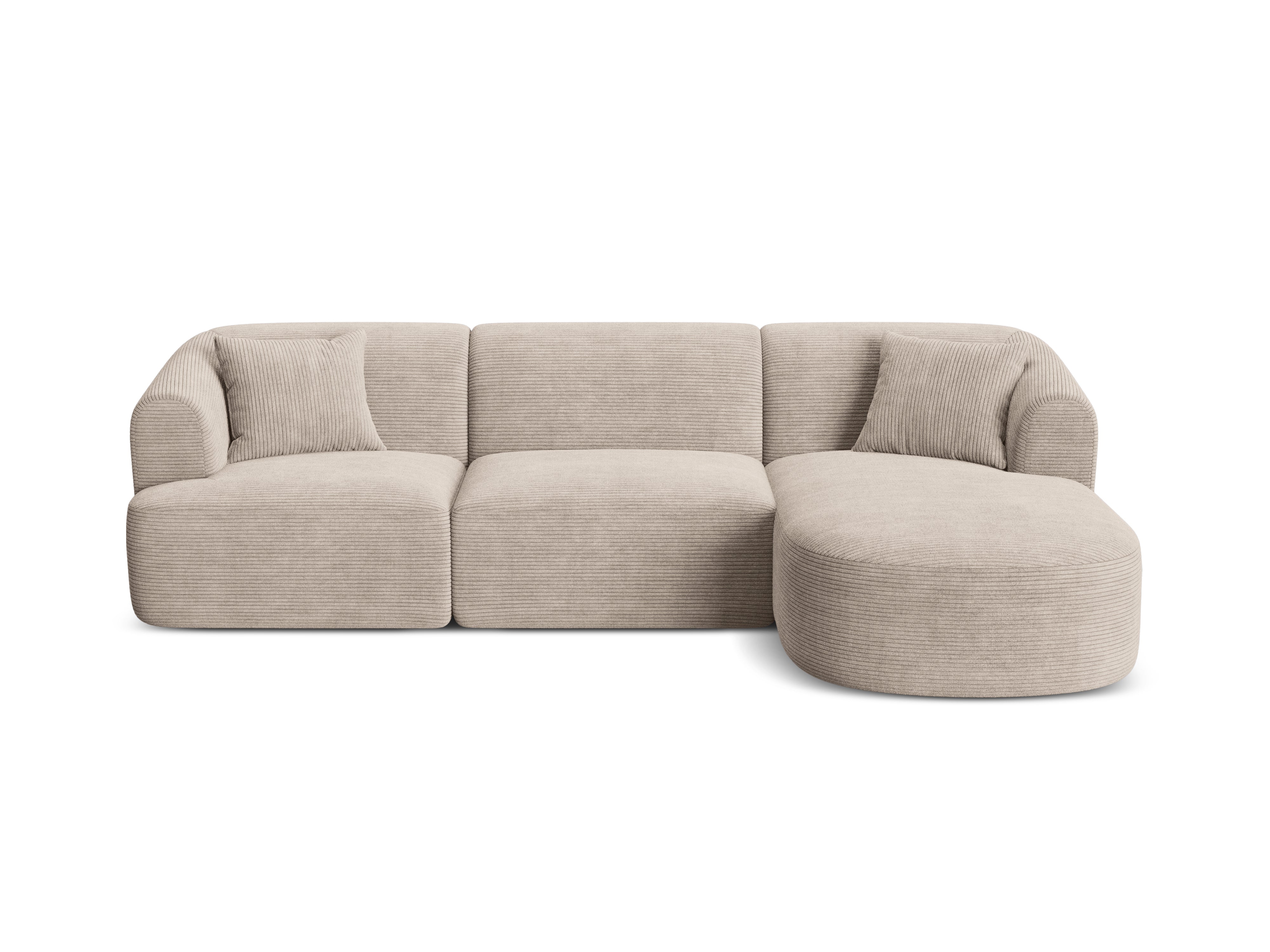 Right-sided 4-seater sofa CAMPI beige corduroy
