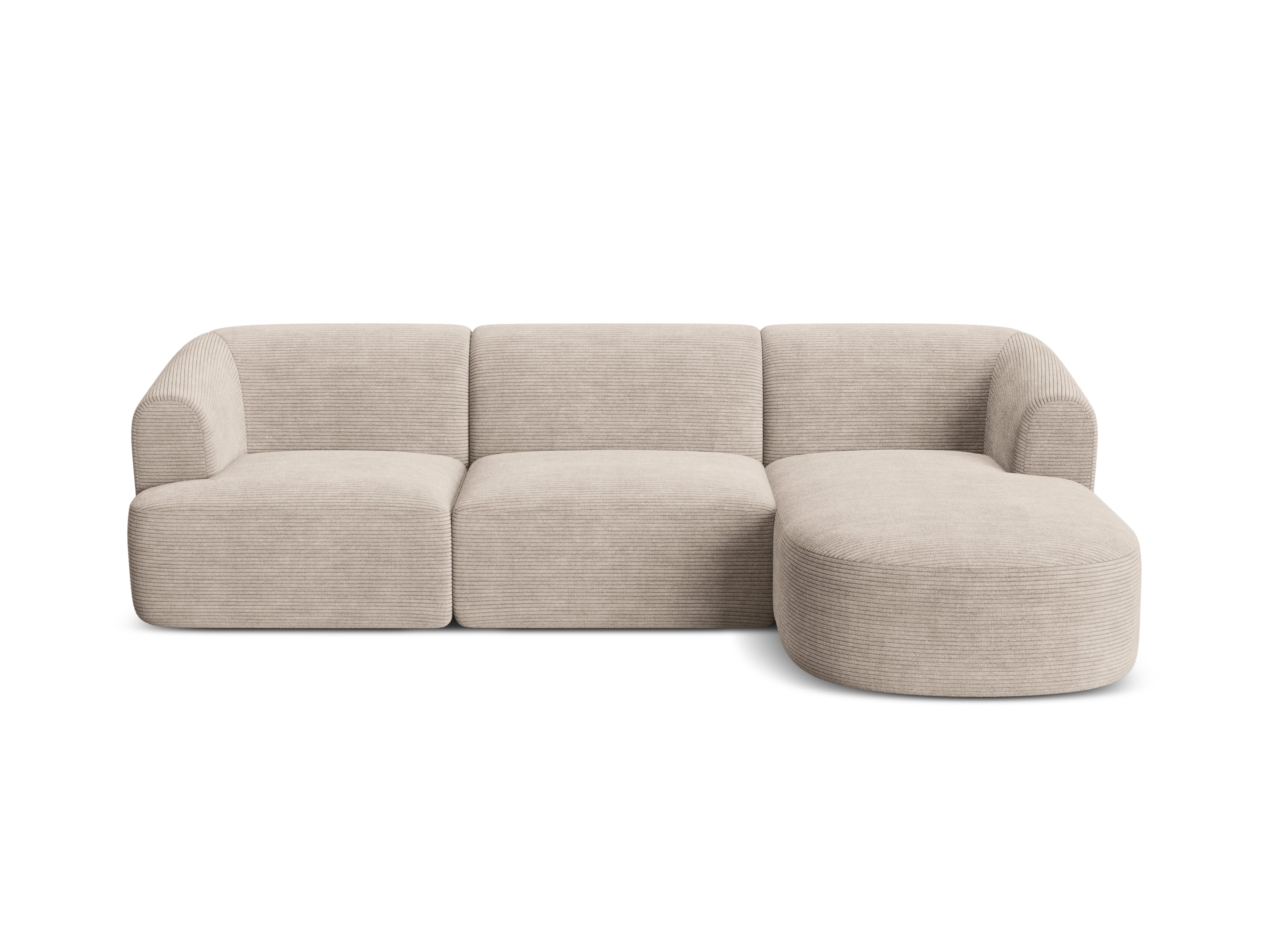 Right-sided 4-seater sofa CAMPI beige corduroy