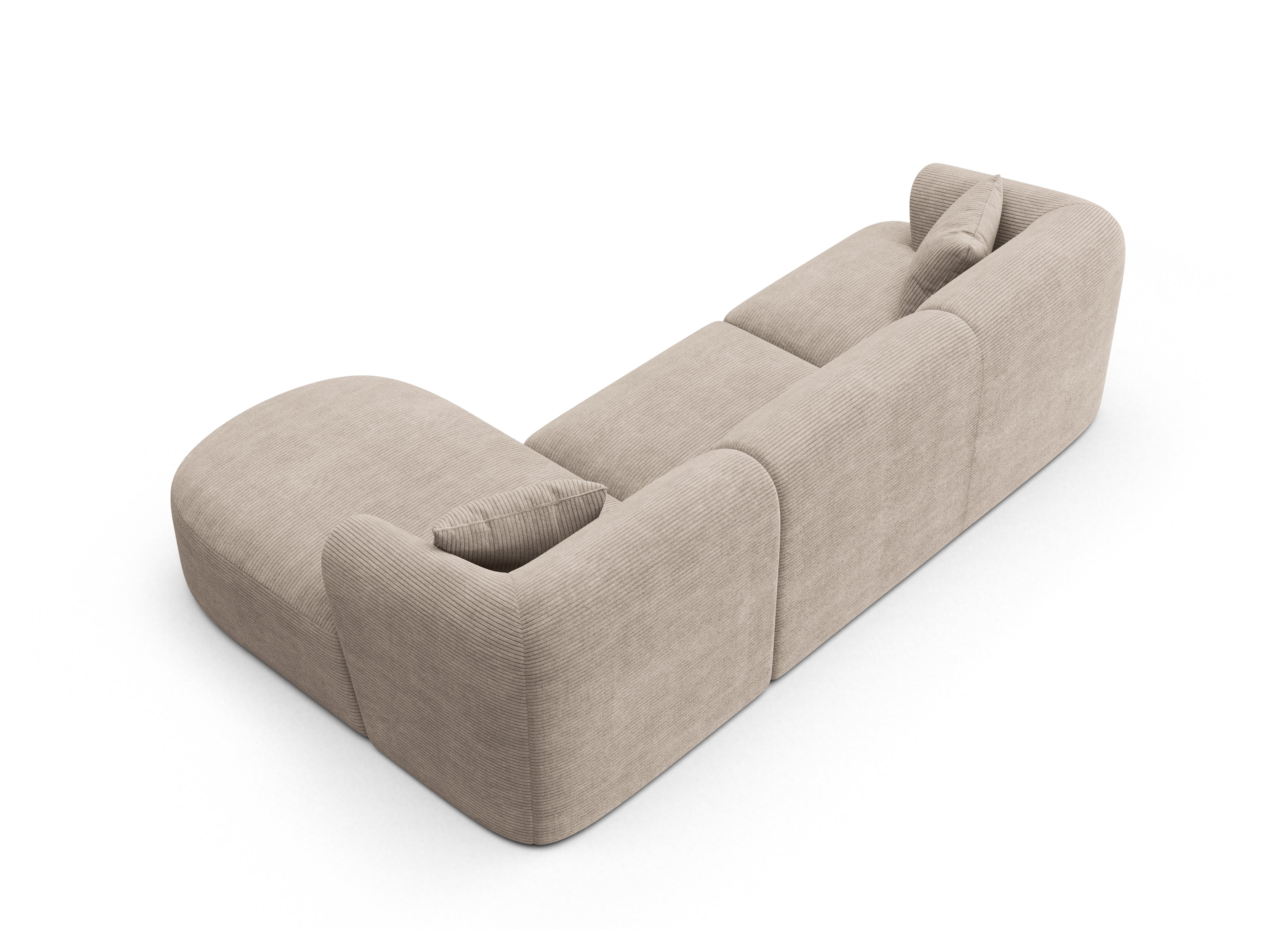 Right-sided 4-seater sofa CAMPI beige corduroy