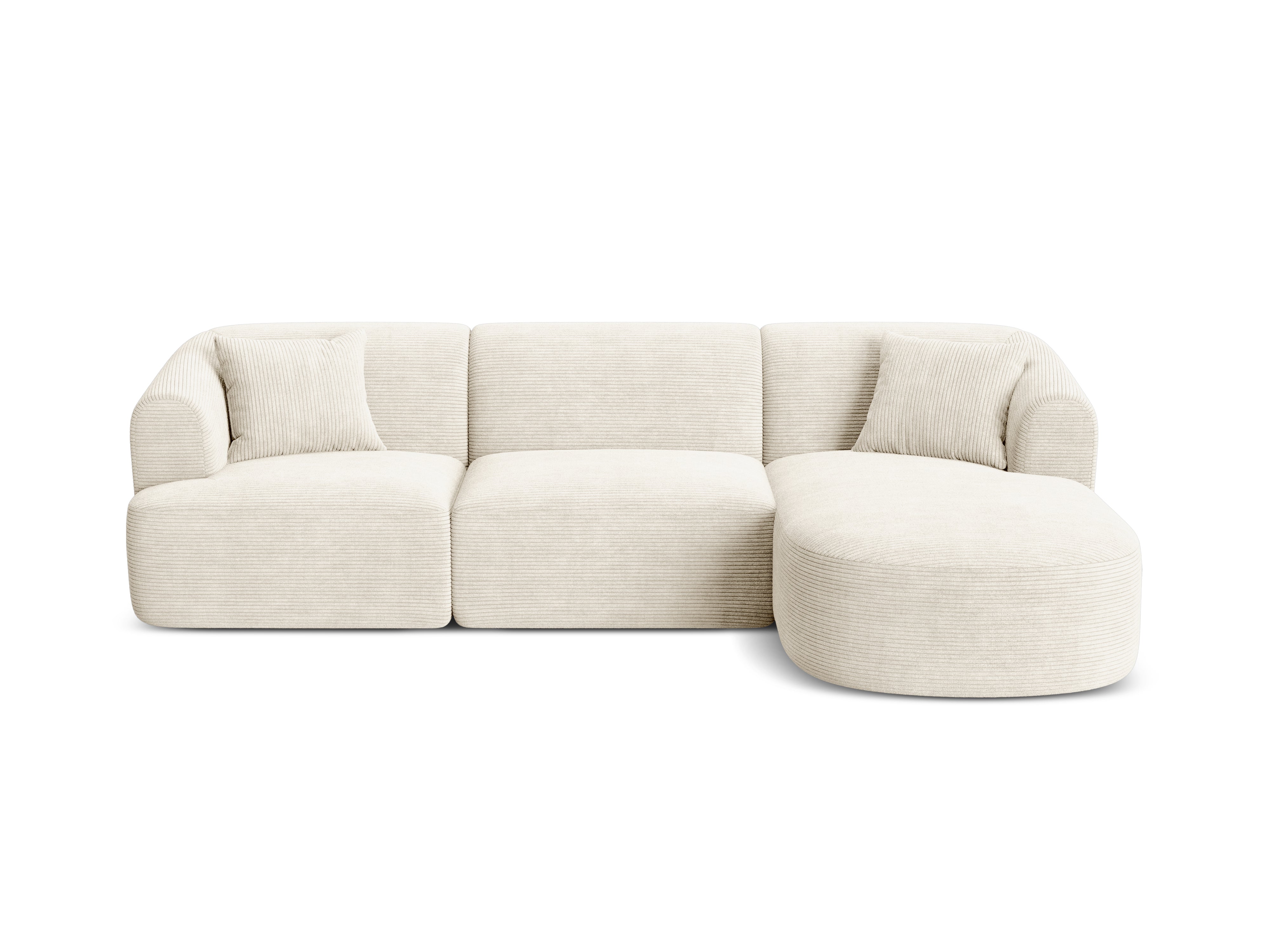 Right-facing 4-seater CAMPI cream corduroy sofa