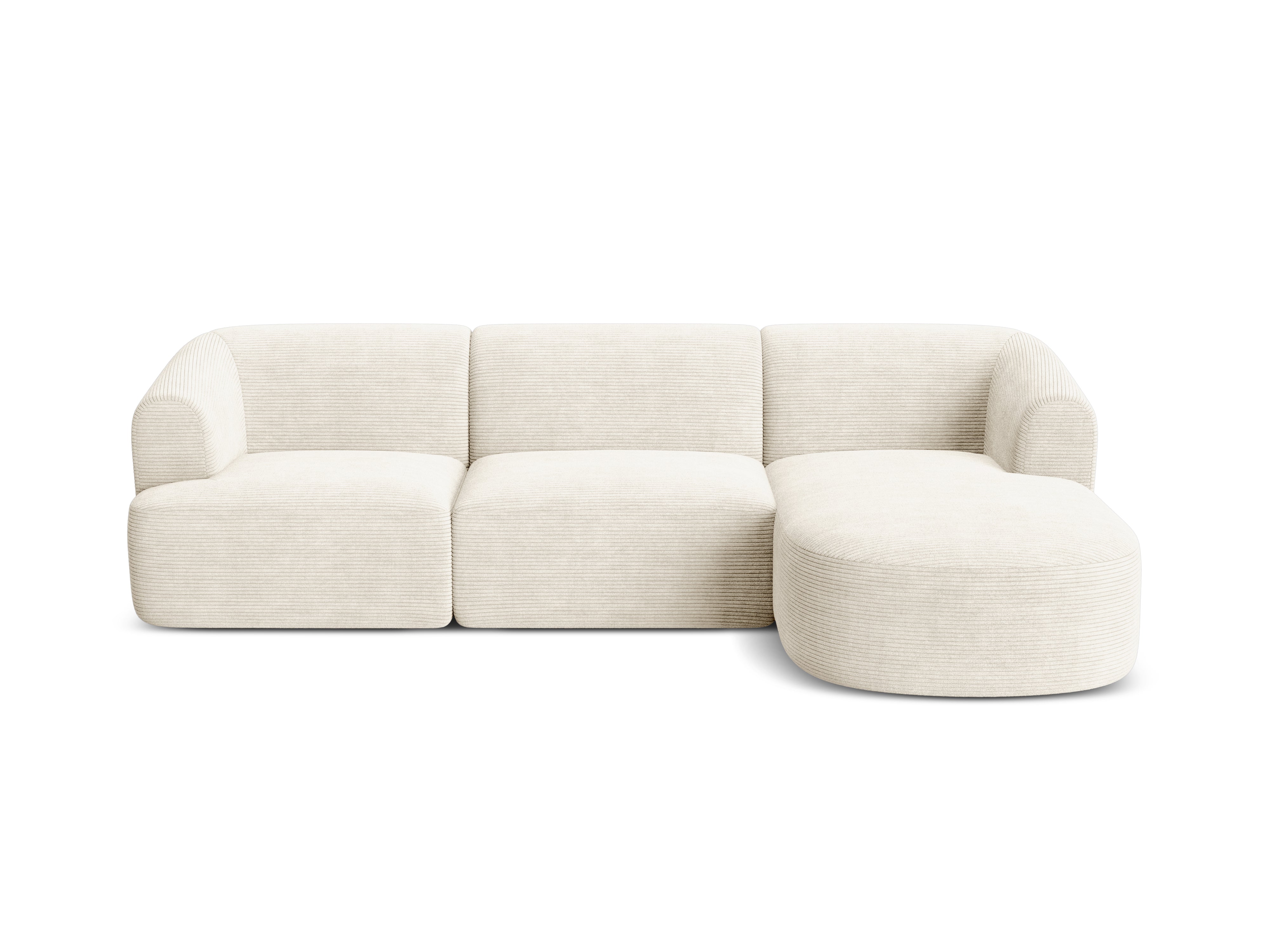 Right-facing 4-seater CAMPI cream corduroy sofa